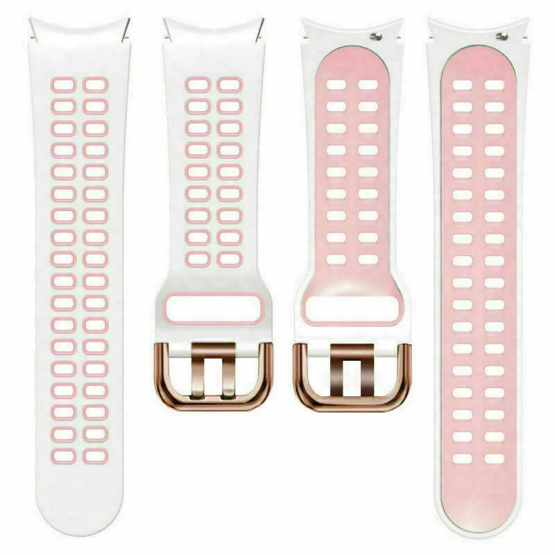 Silicone Squared Sport Strap, laid flat, separate parts, top and underside view