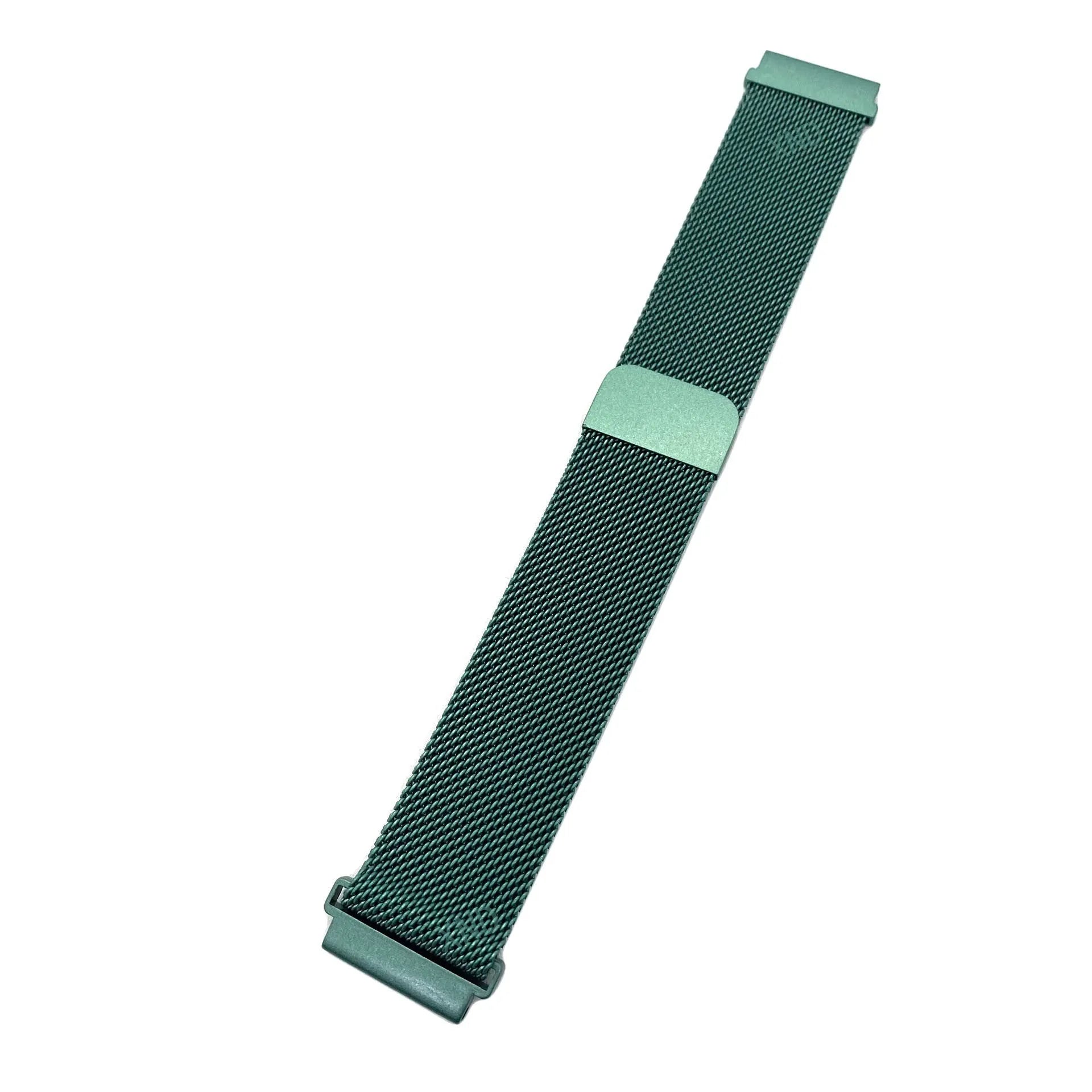 Milanese Strap, green, laid flat, joined, 45° top view