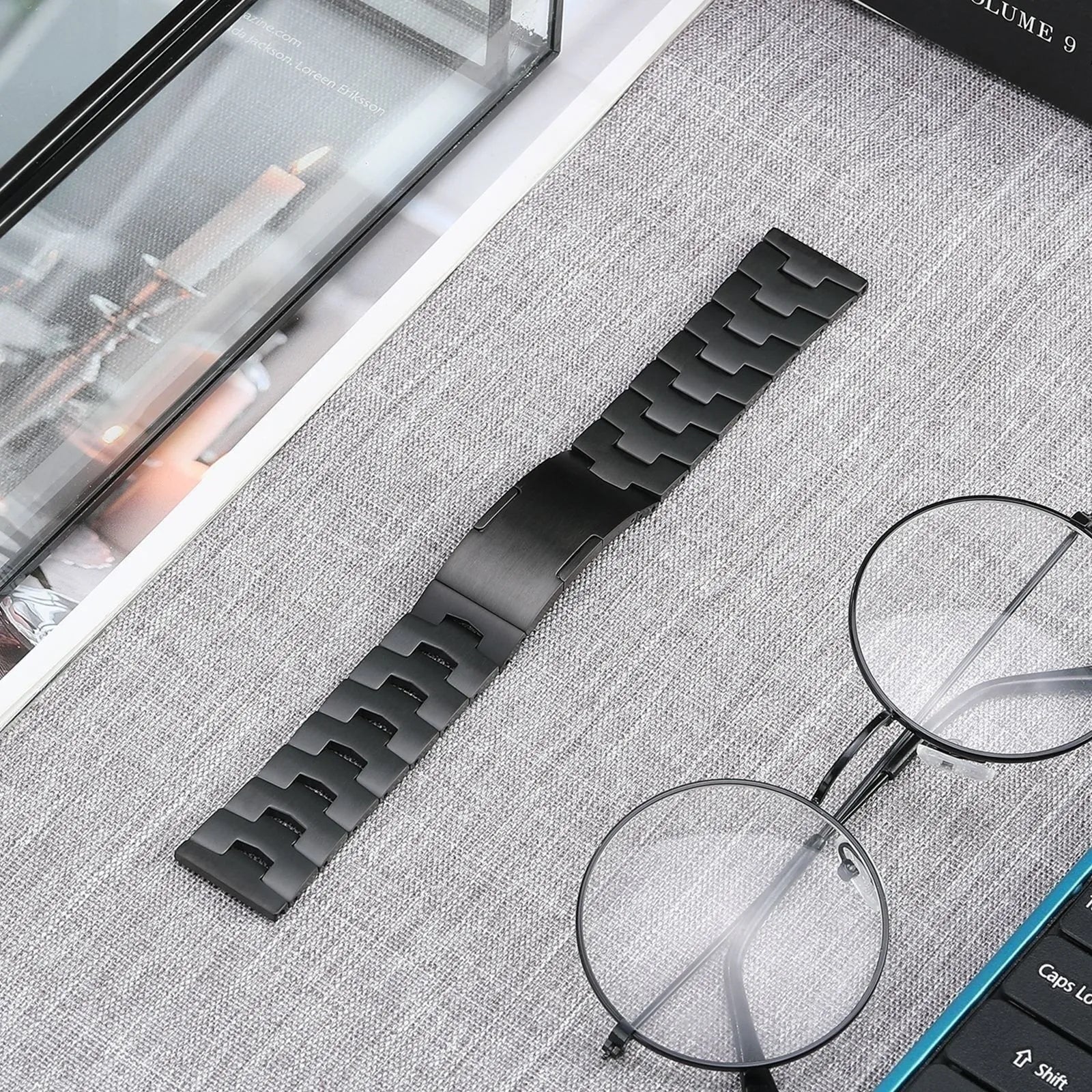Suunto Race (S) titanium grain band (platte sluiting) (zwart)