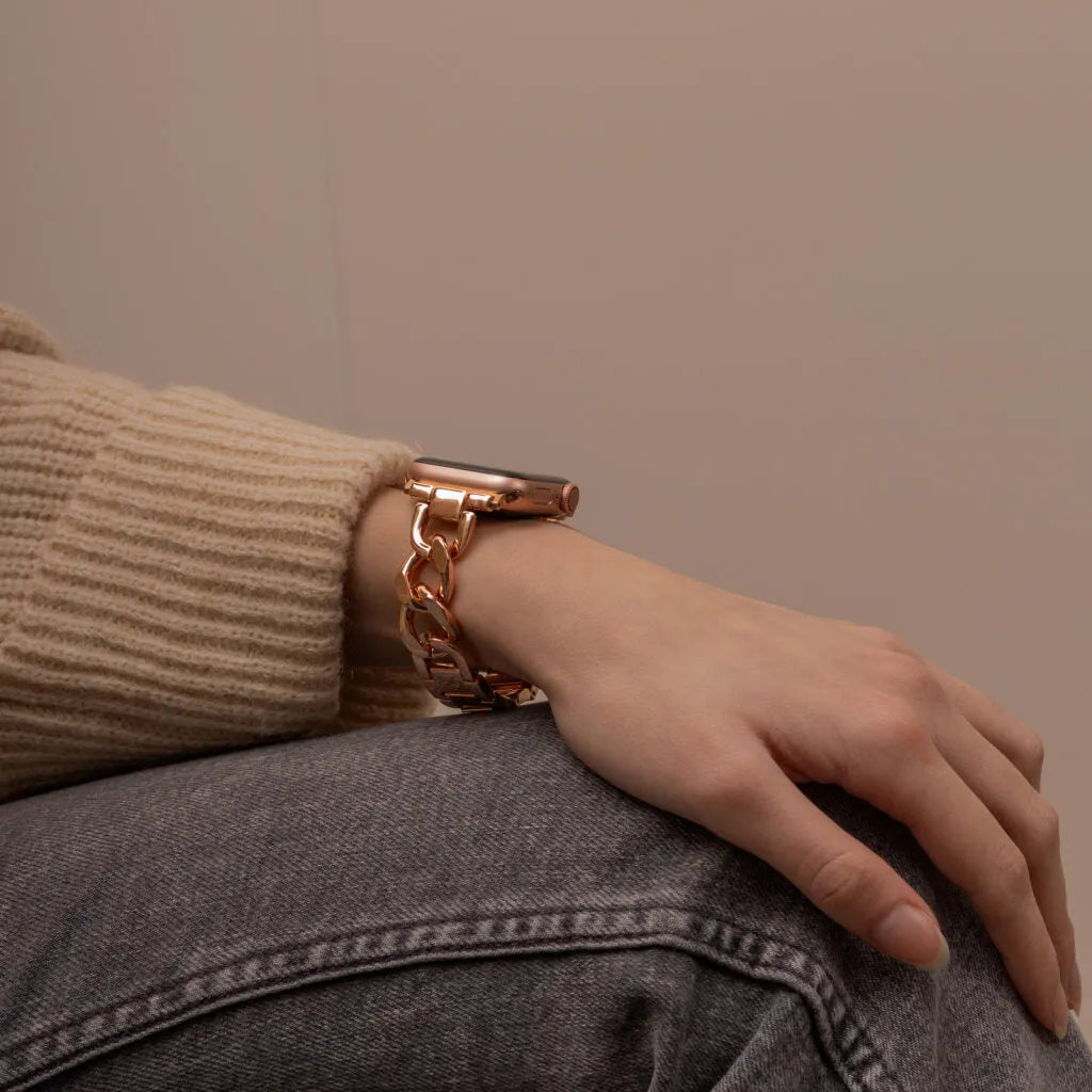 Apple Watch steel chain band (rosé goud)