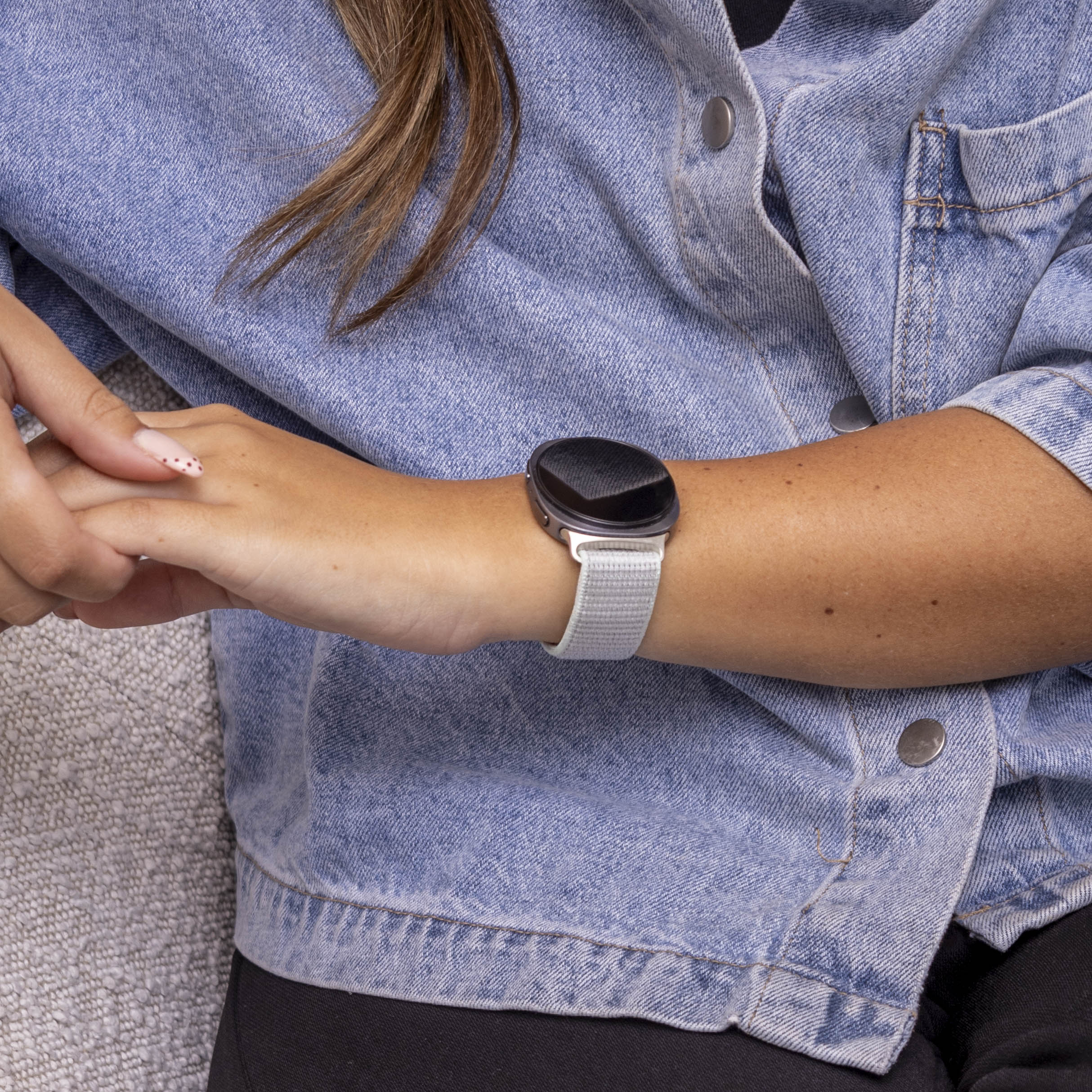 Samsung Galaxy Watch 8 - 44mm nylon bandje (licht cyaan)