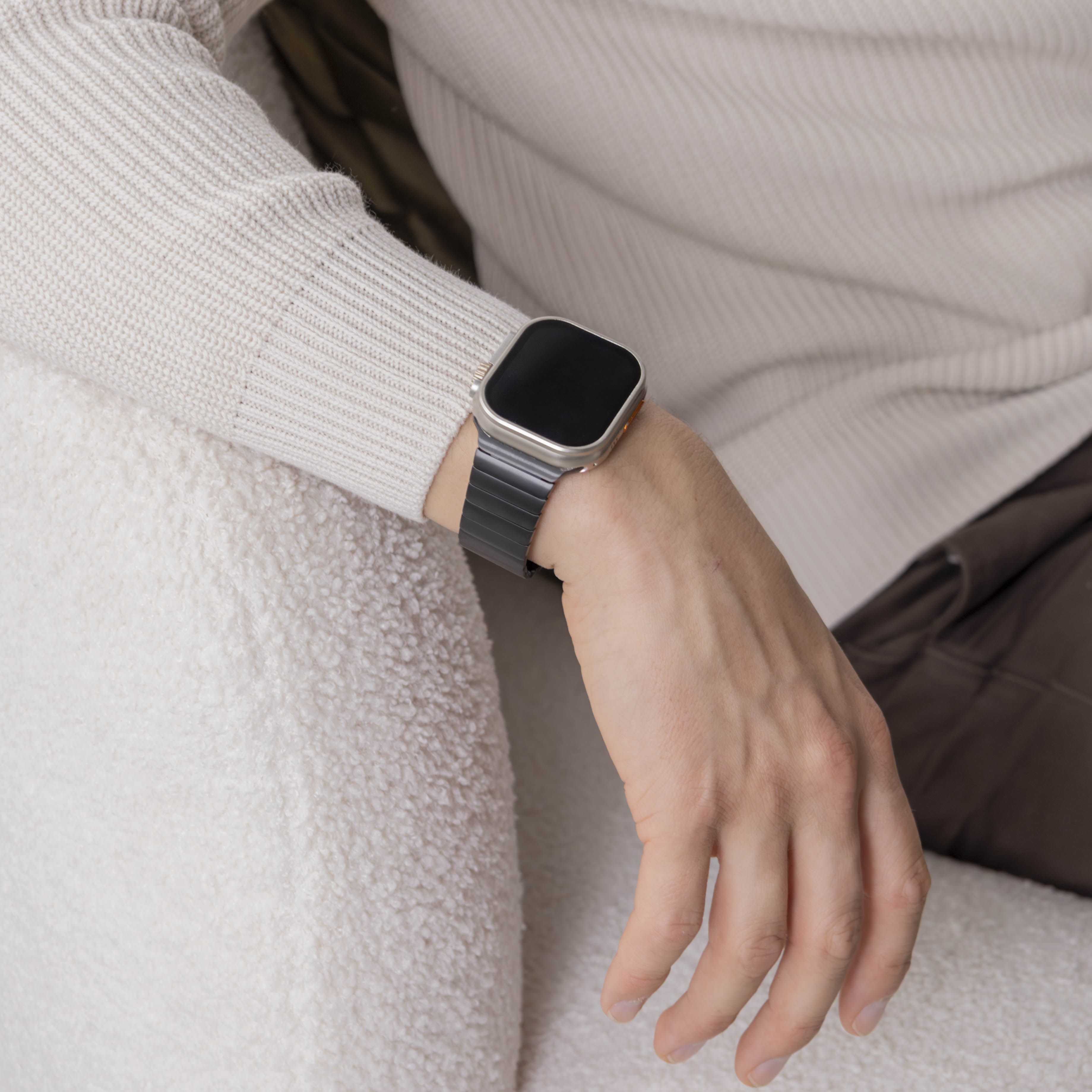 Apple Watch Ultra luxe metalen band (zwart)