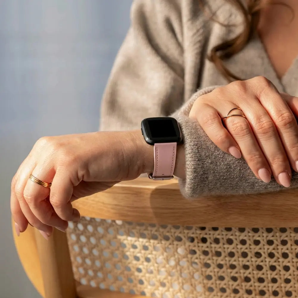 Fitbit Versa 3 bandje leer (roze)