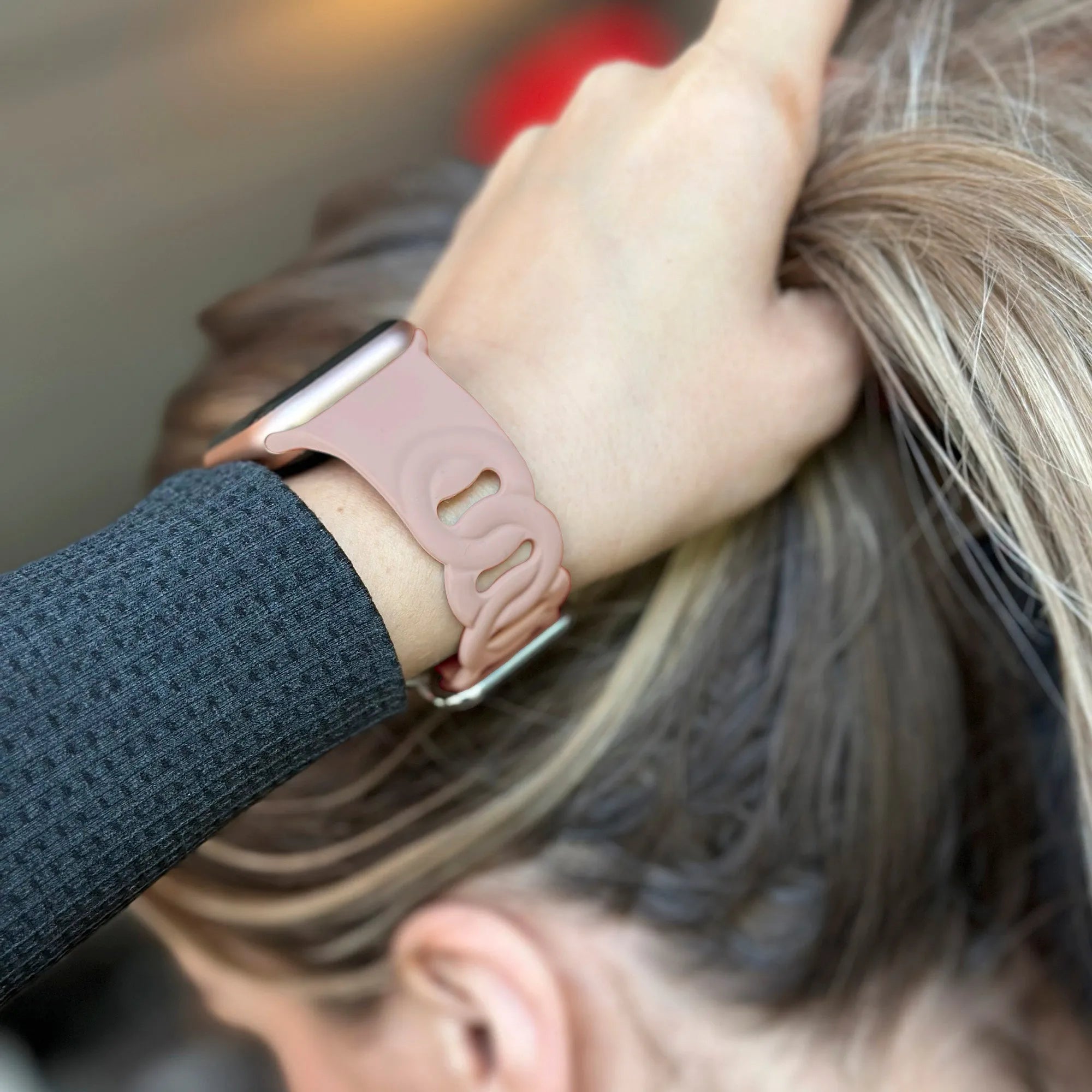 Apple Watch silicone chain band (roze)