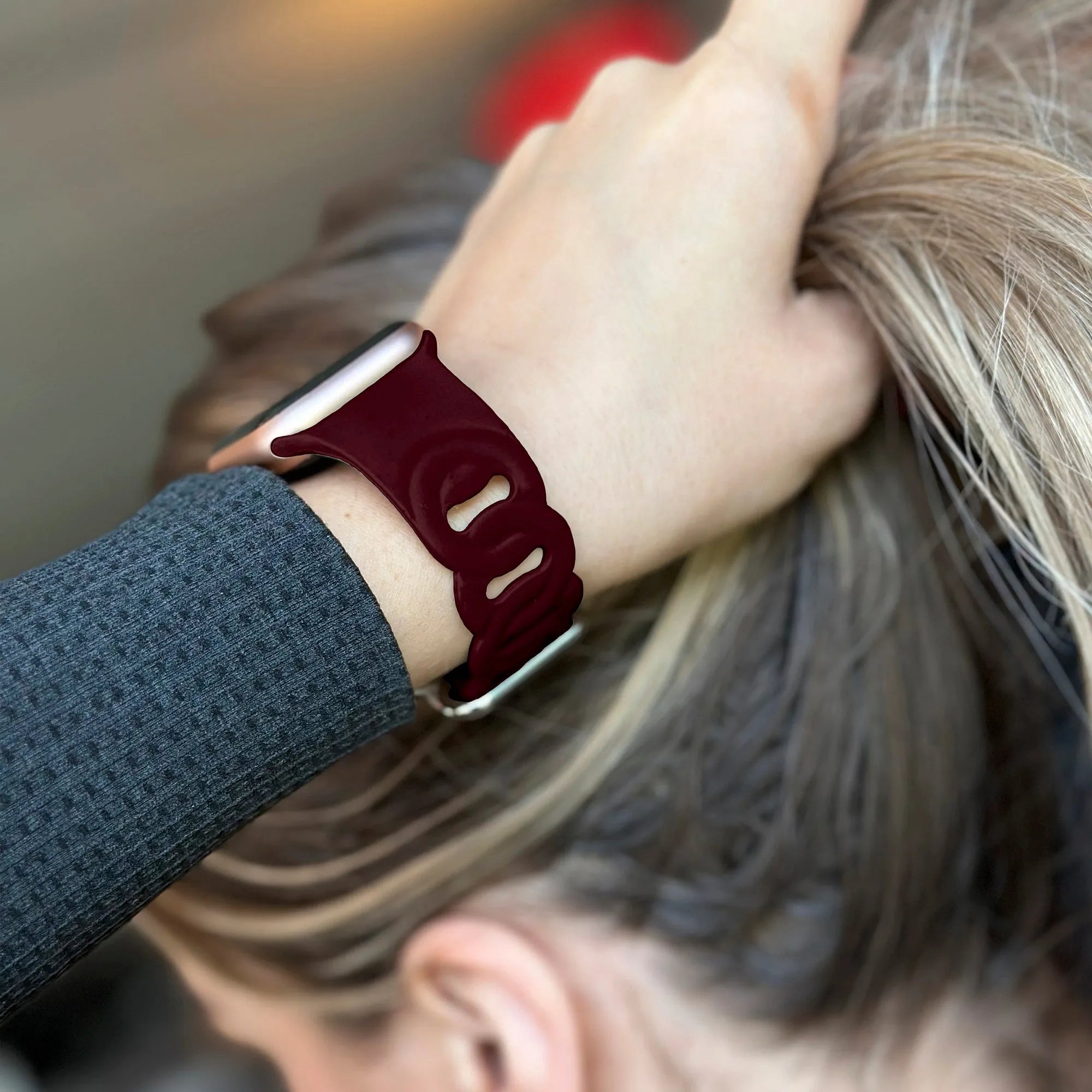 Apple Watch silicone chain band (wijnrood)
