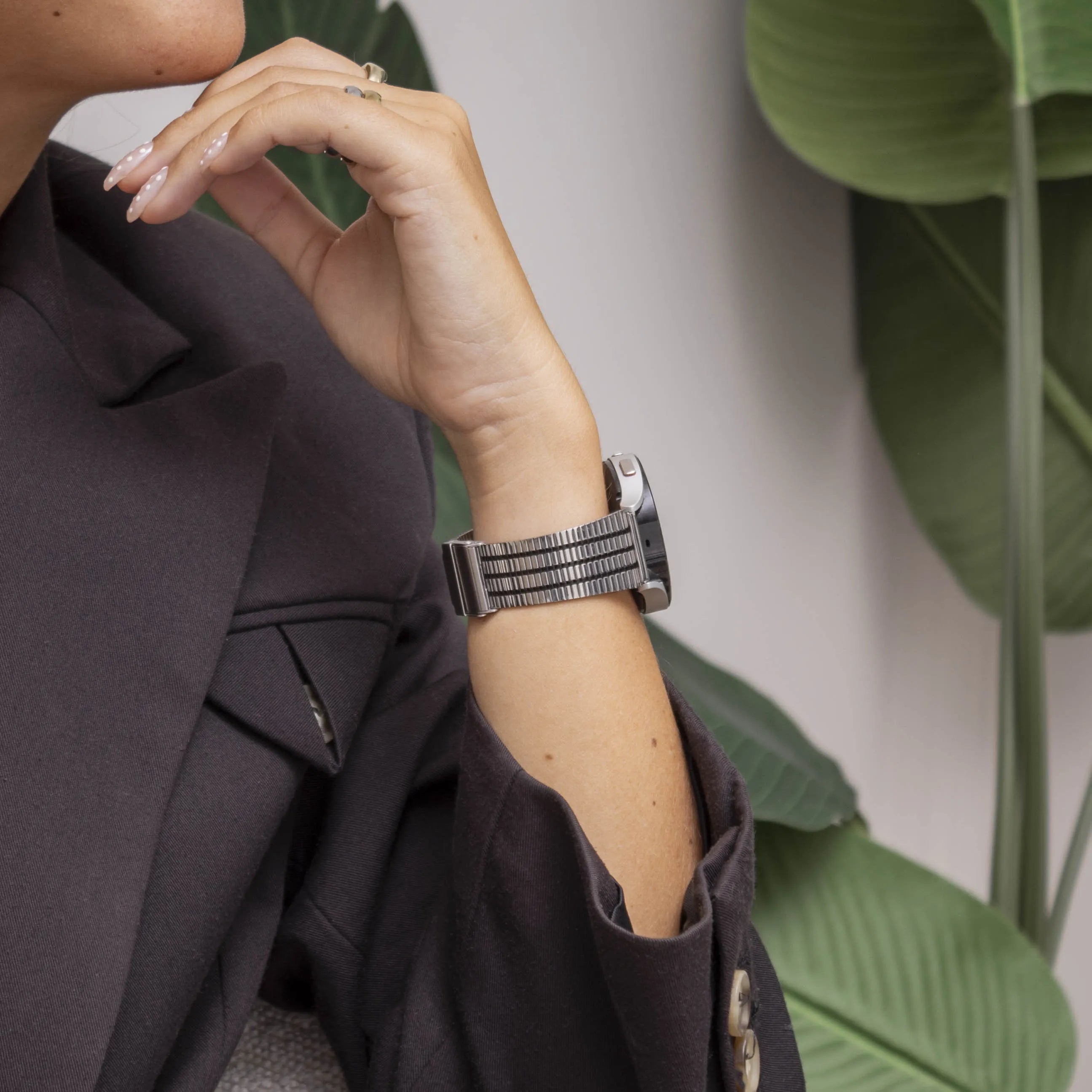 Amazfit Active 2 roestvrij stalen band (zilver/zwart)