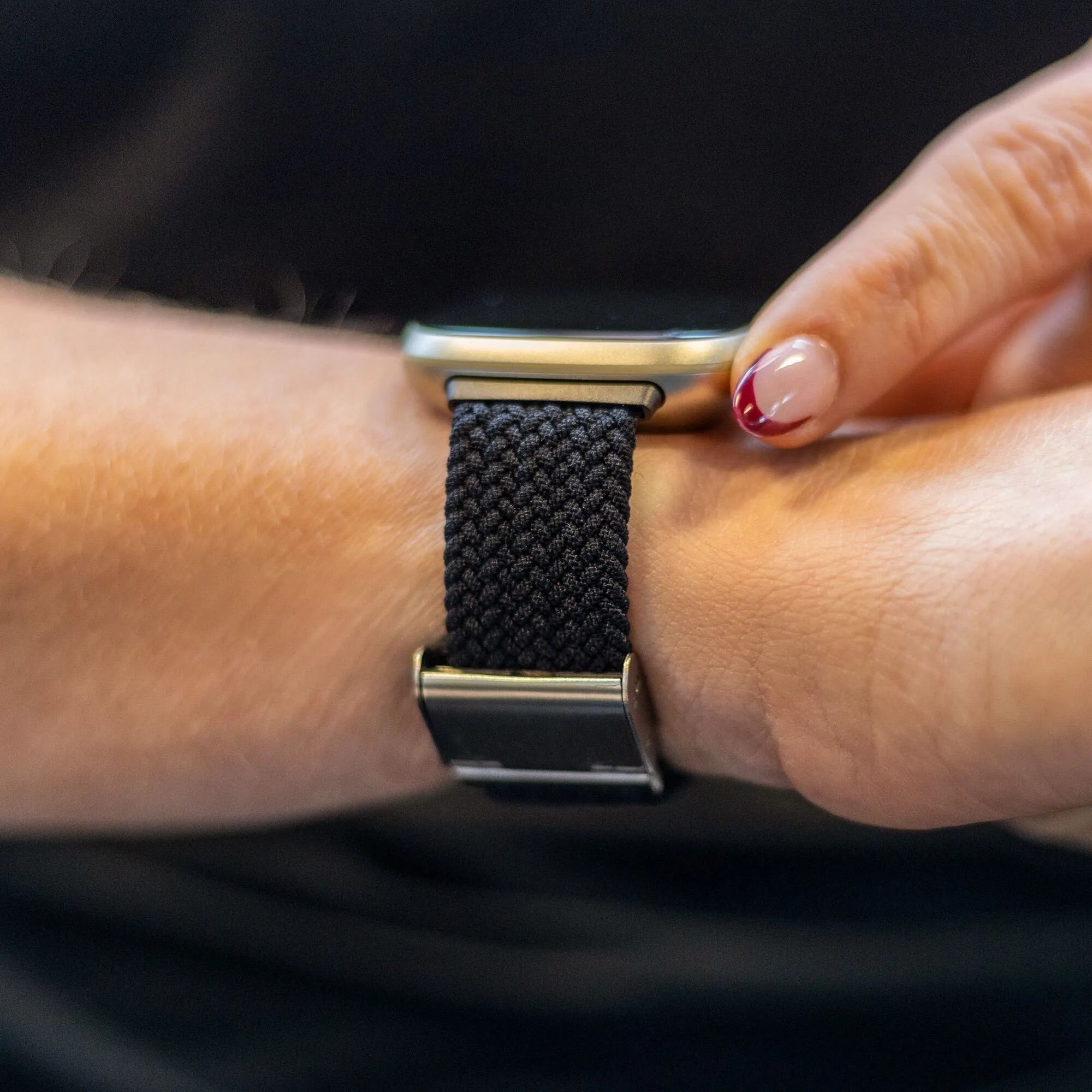 Fitbit Versa 3 verstelbaar gevlochten bandje (zwart)