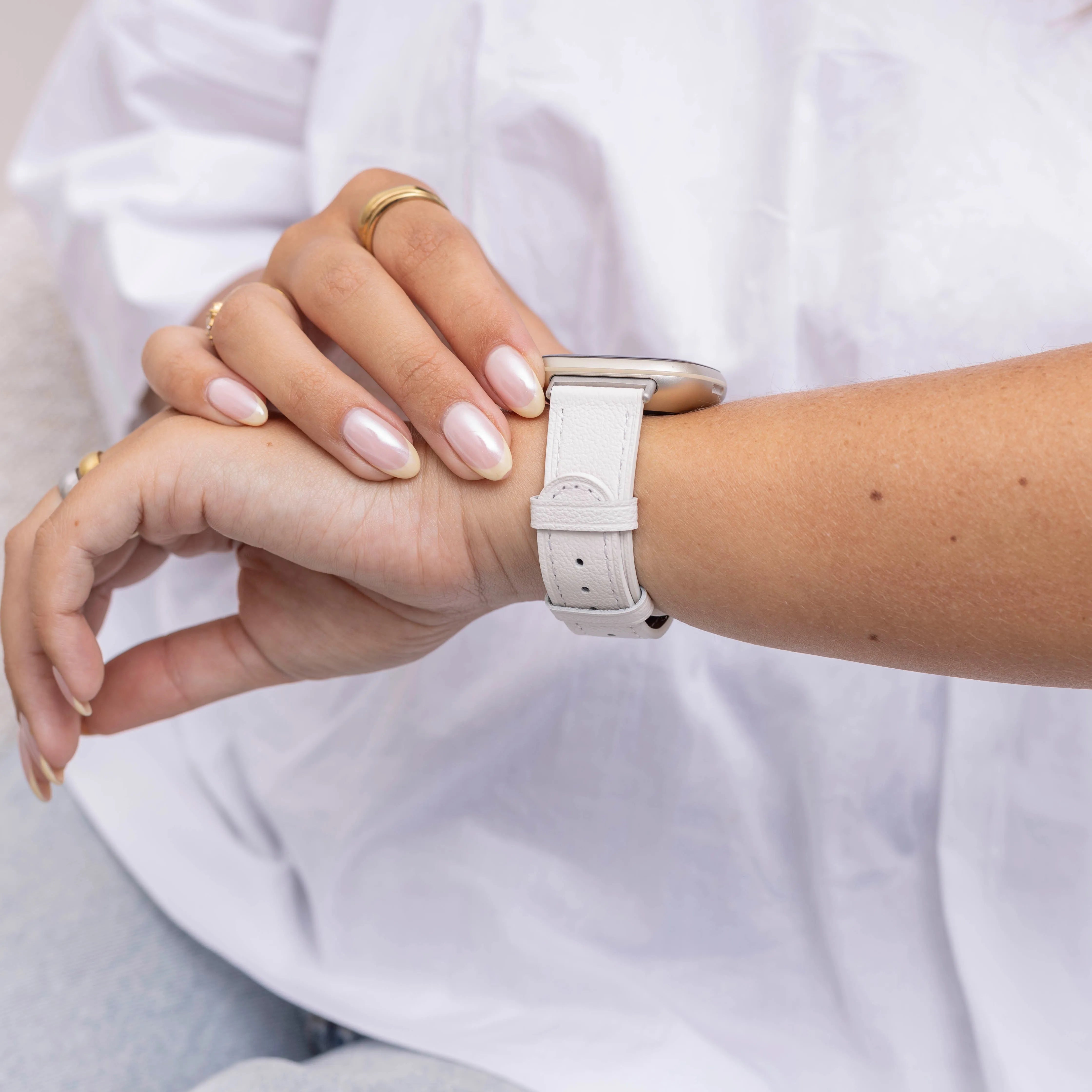 Fitbit Versa 3 bandje leer (wit)