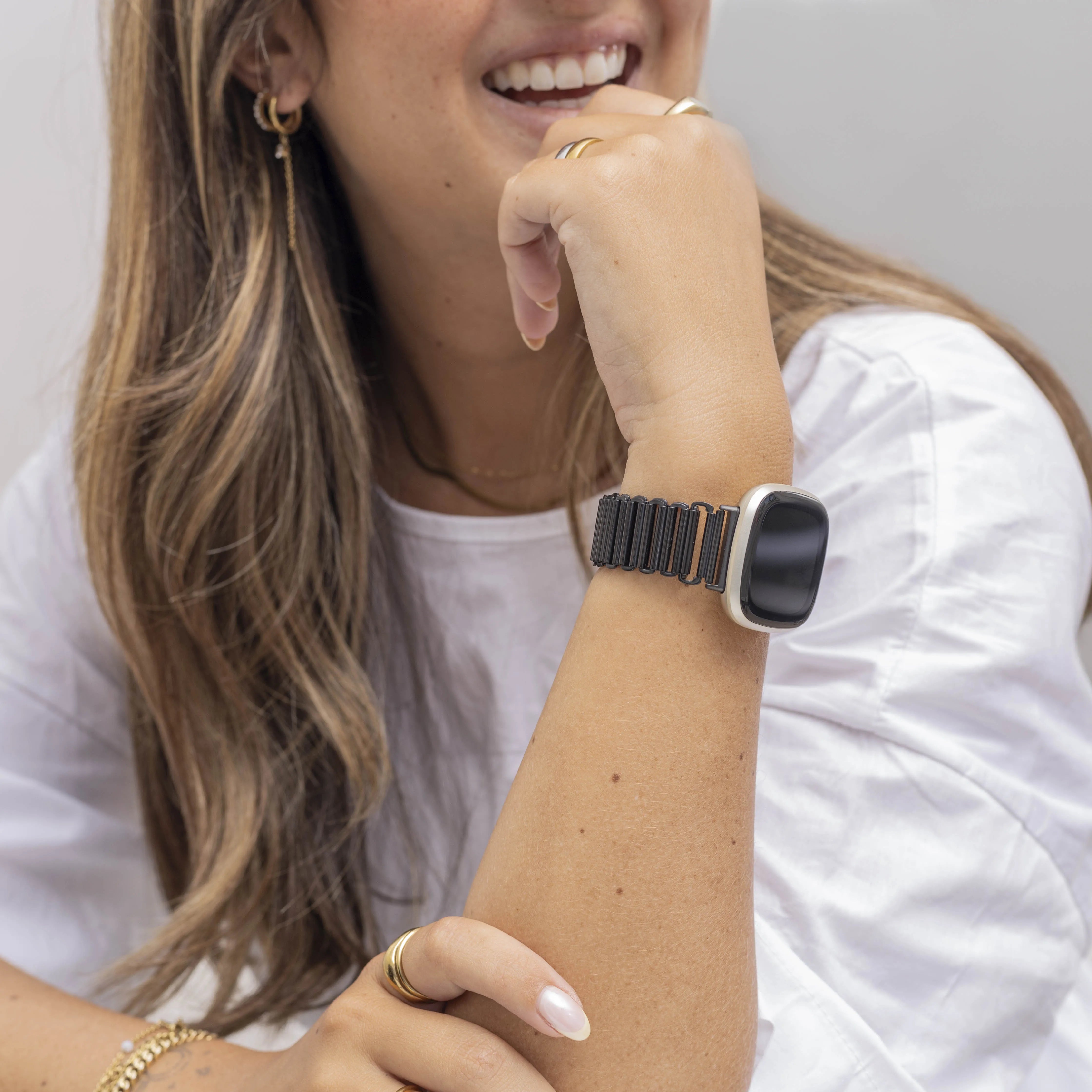 Fitbit Versa 3 stalen loop bandje (zwart)