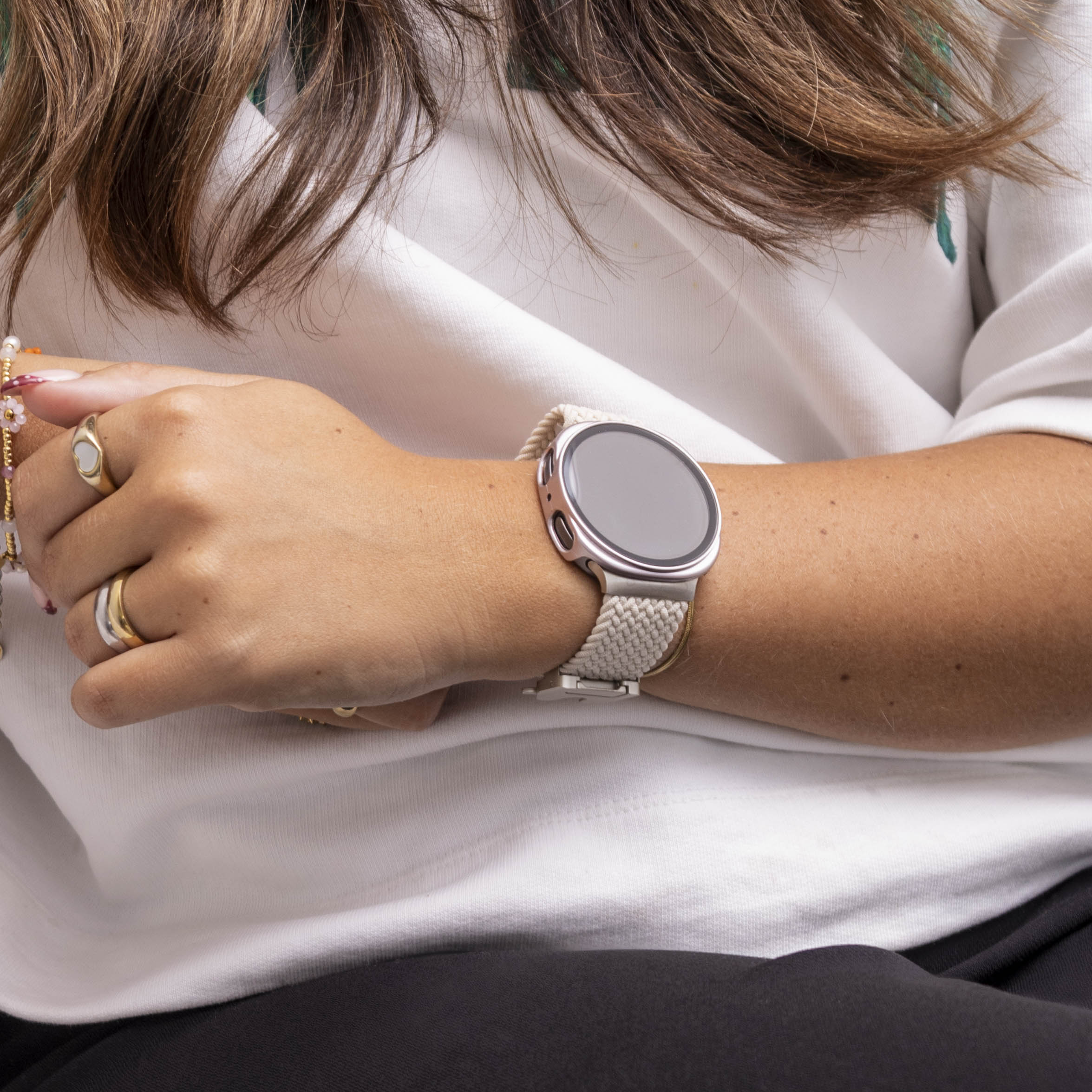 Samsung Galaxy Watch 8 - 40mm / 9 - 40mm hard case met glas (roze)