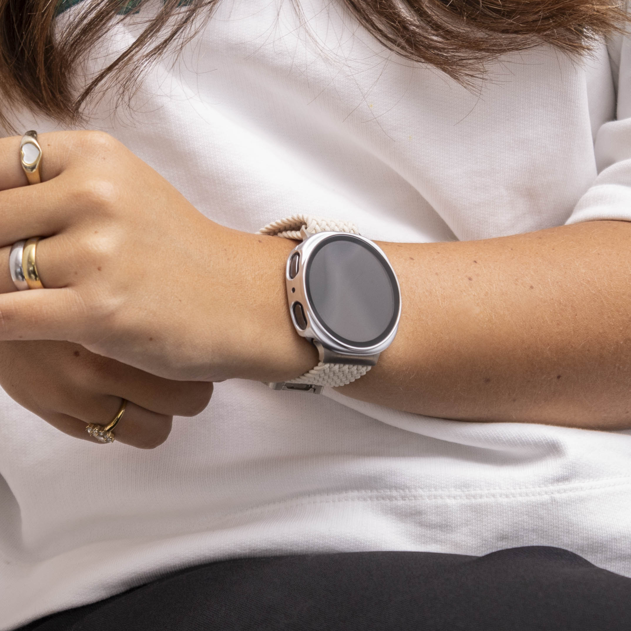 Samsung Galaxy Watch 8 - 40mm / 9 - 40mm hard case met glas (zilver)