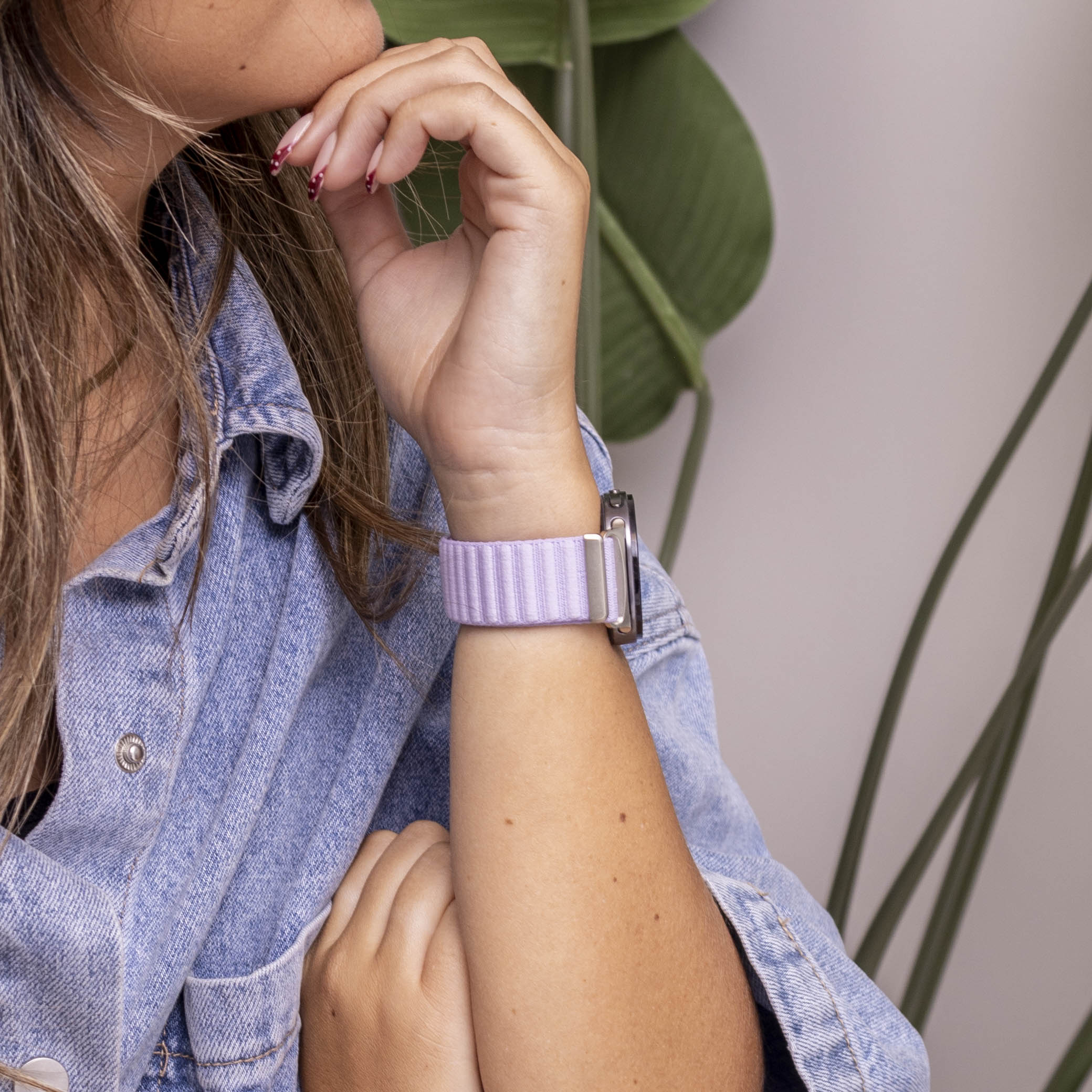 Samsung Galaxy Watch 8 Classic wave nylon bandje (lichtpaars)