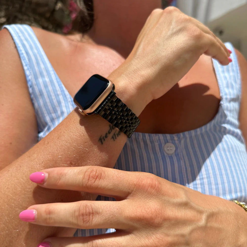 xoxo Wildhearts Apple Watch stalen bandje (zwart)