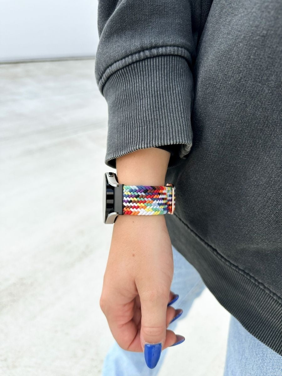 Geweven nylon bandje 20mm - universeel - regenboog