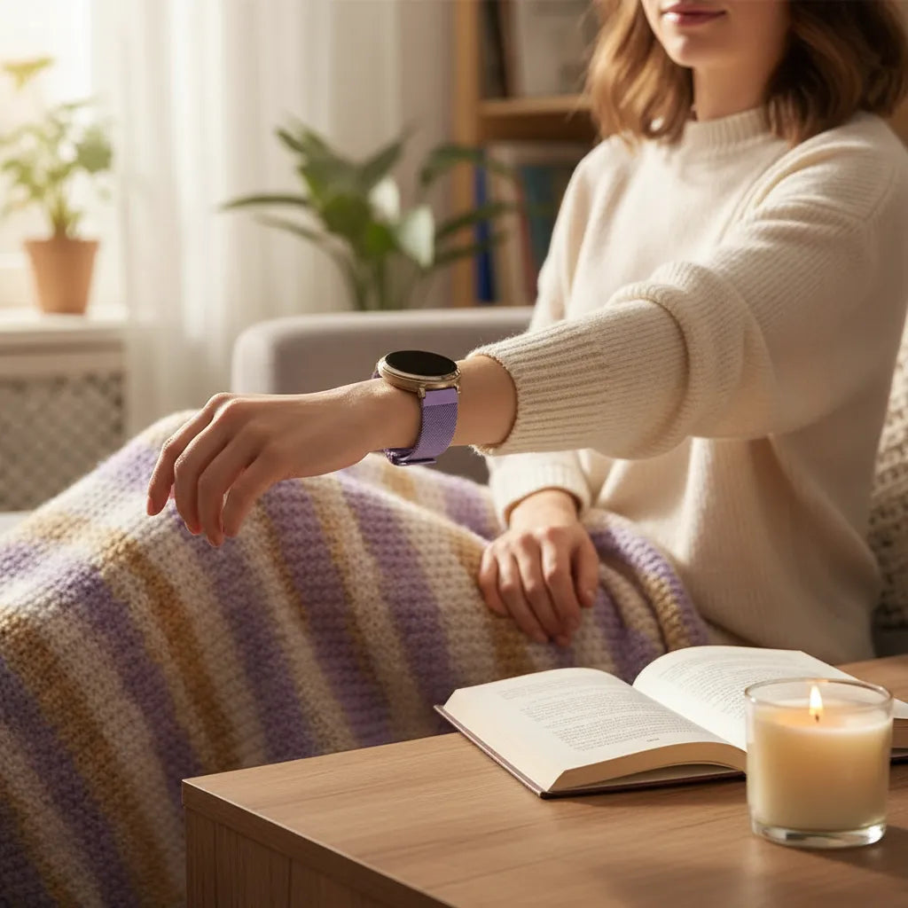 Milanese Loop Strap, light purple, lifestyle photo