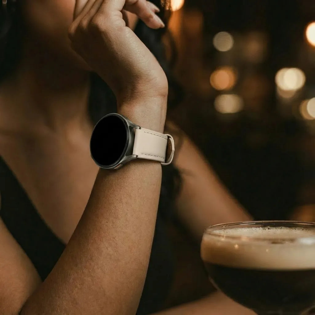 Slimfit Leather Strap, milk tea, lifestyle photo
