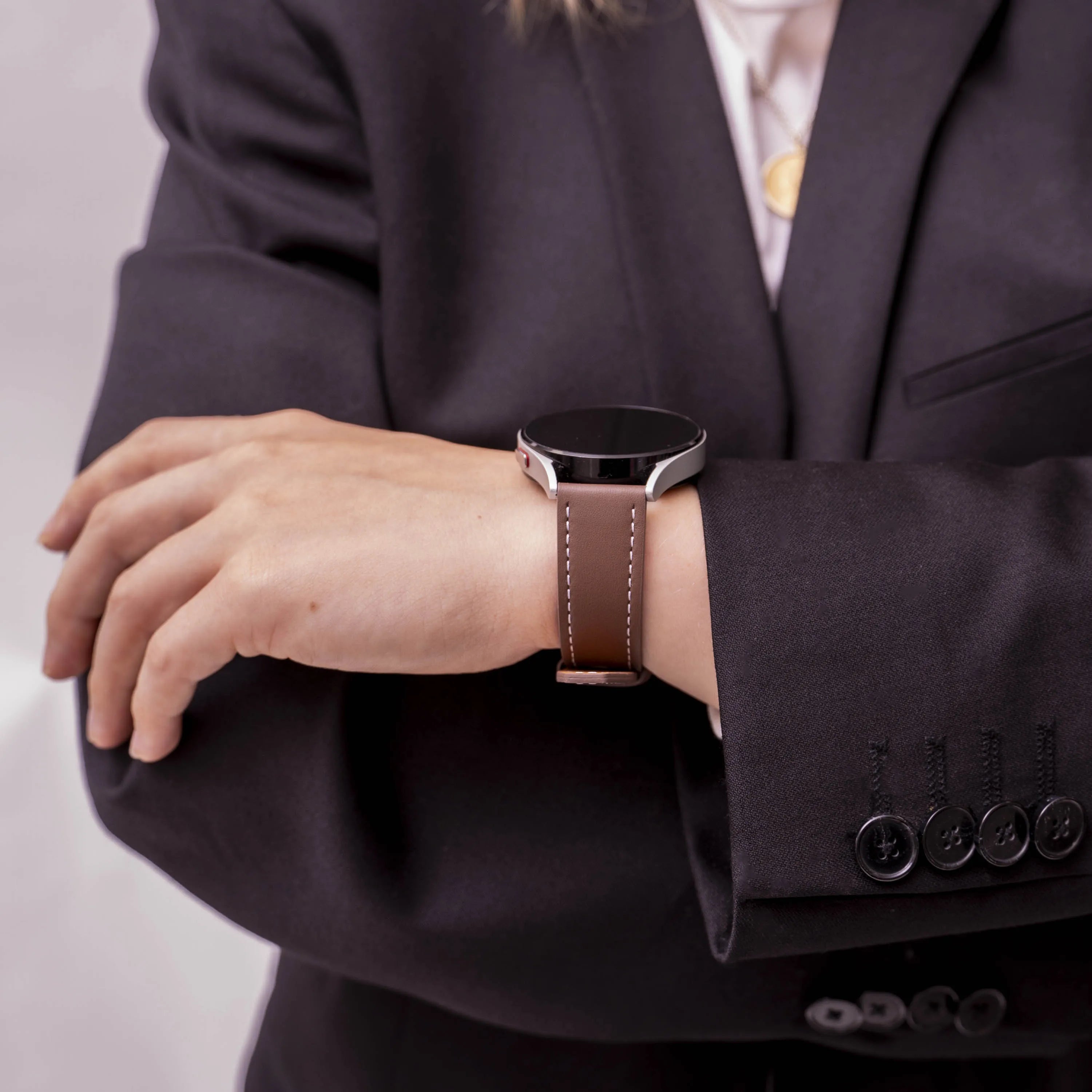 Amazfit GTS 3 'one push' leren bandje (donkerbruin)
