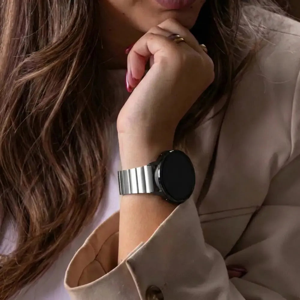Bandz Garmin Vivomove 3 stalen band 'One Bead' (zilver)