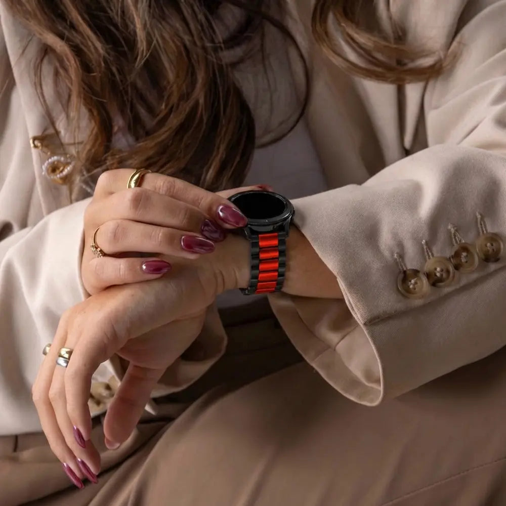 Samsung Galaxy Watch 46mm stalen bandje (zwart/rood)