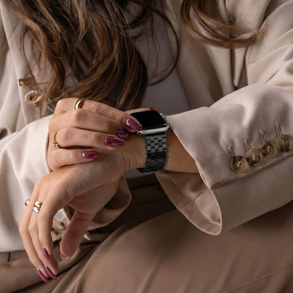 Apple Watch Ultra stalen vis band (zwart)