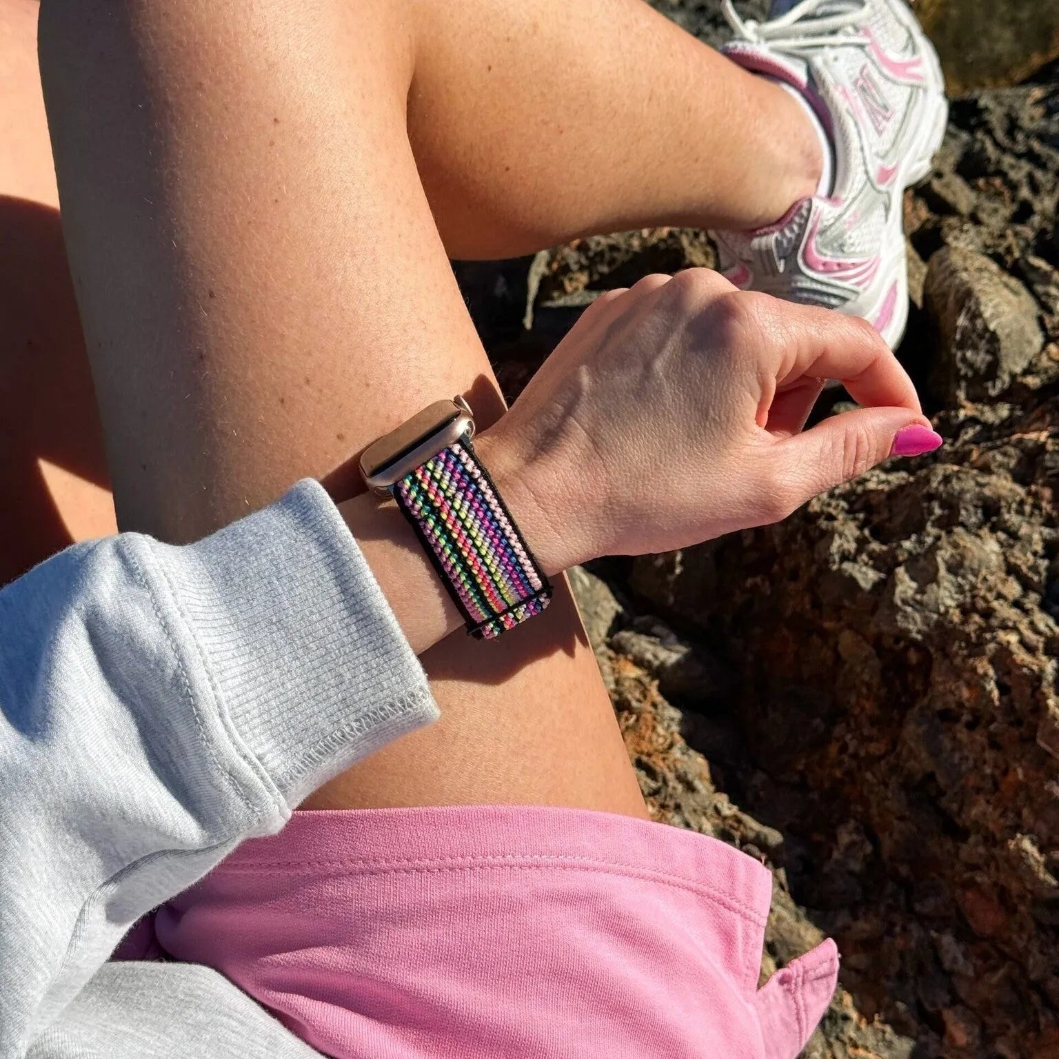 Apple Watch elastisch bandje (colourful stripes)