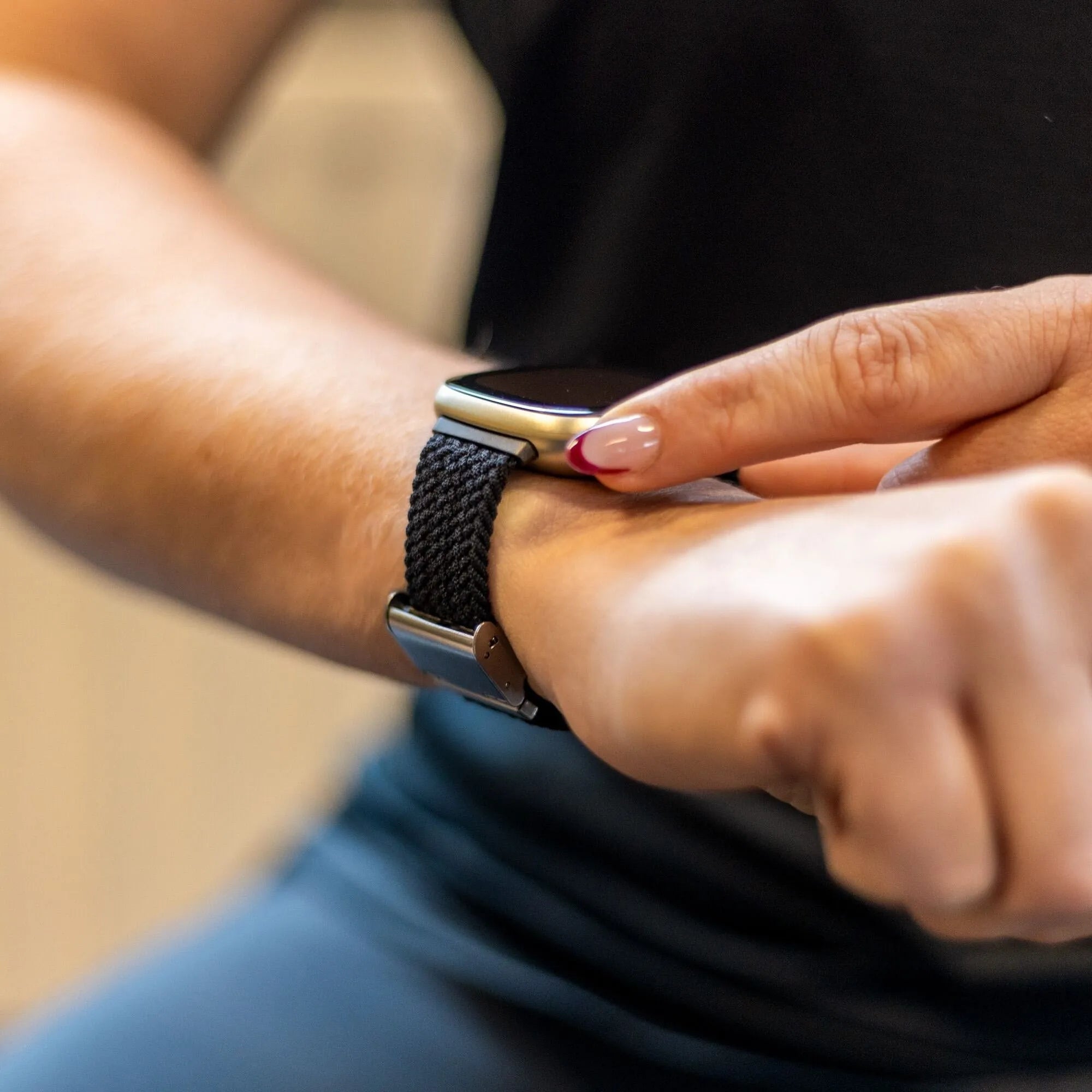 Fitbit Versa 3 verstelbaar gevlochten bandje (zwart)
