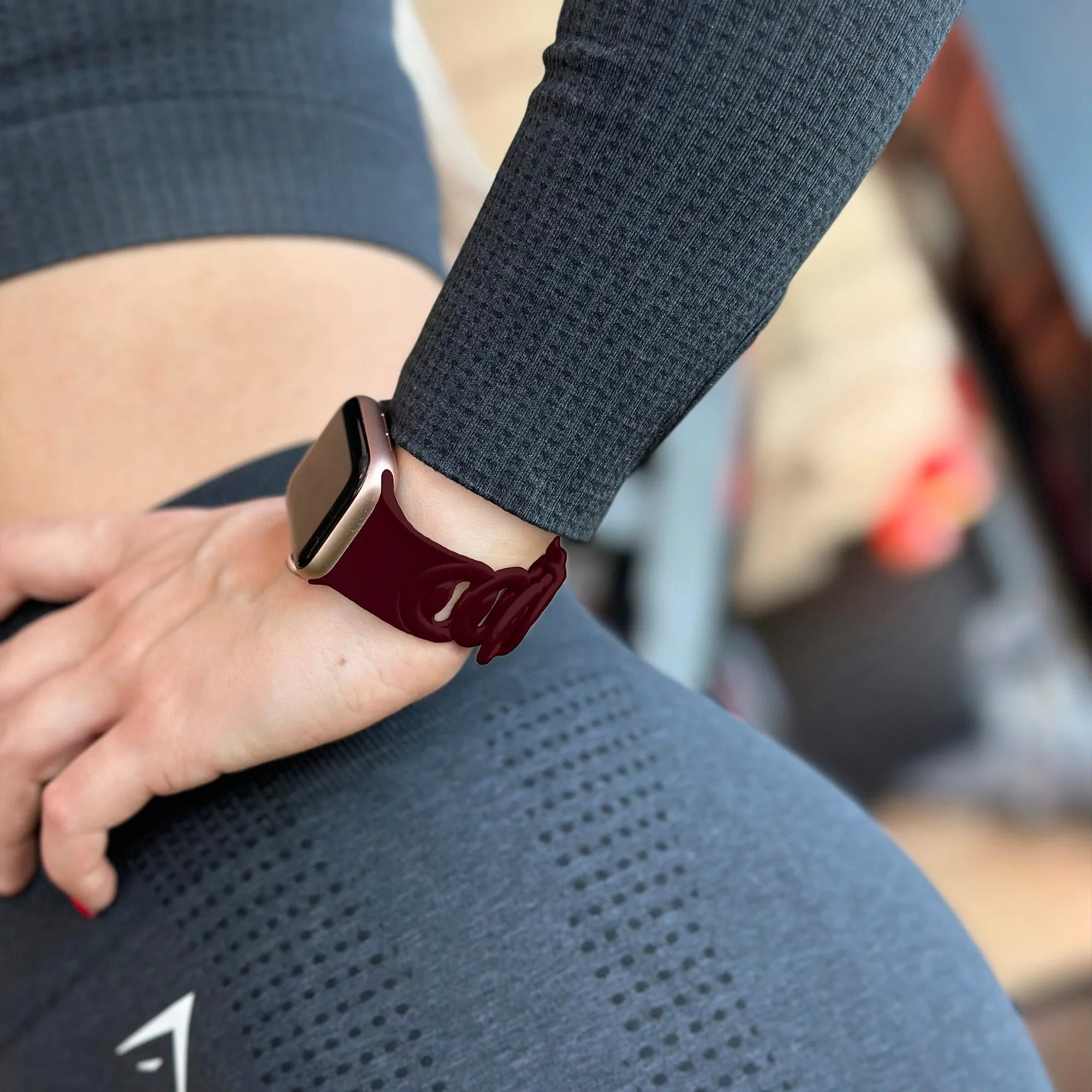 Apple Watch silicone chain band (wijnrood)