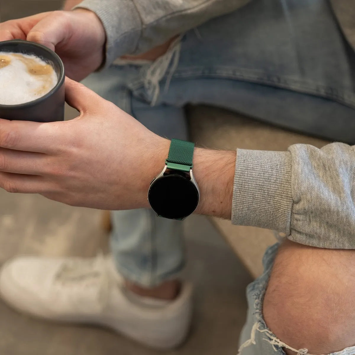 Milanese Strap, green, lifestyle photo