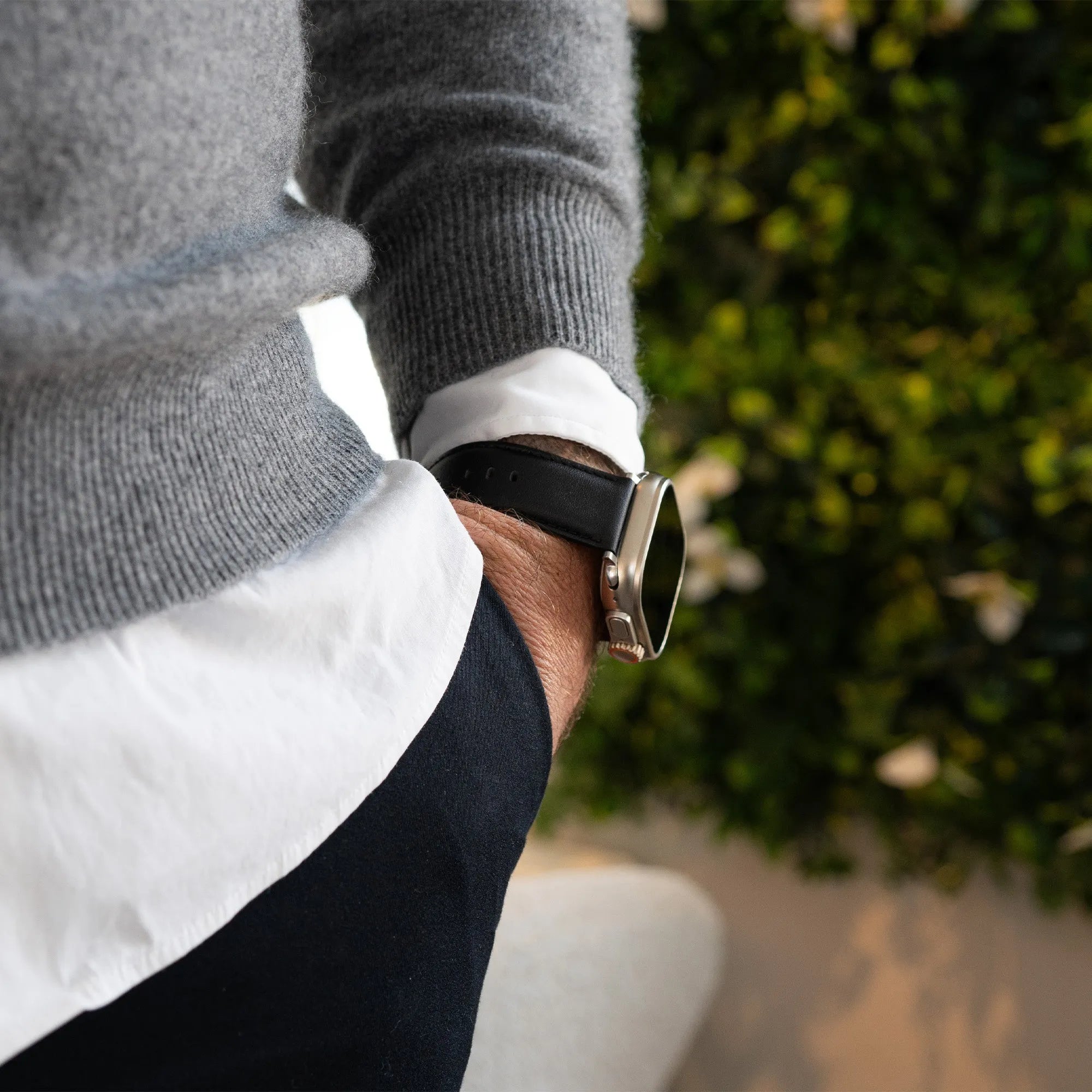 Bandz Apple Watch lederen band 'Classic' (zwart)