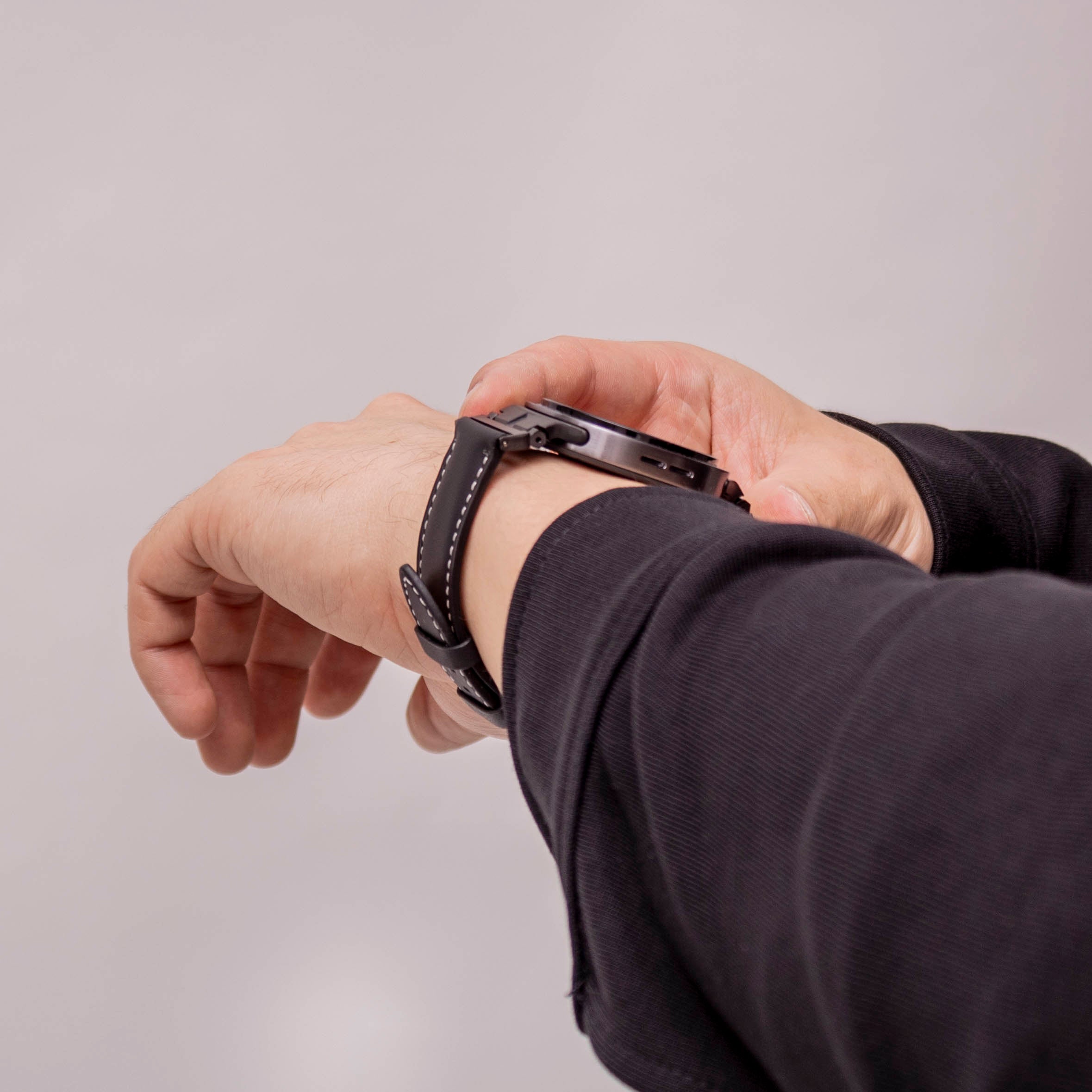 Samsung Galaxy Watch 9 - 40mm premium leren bandje (zwart)