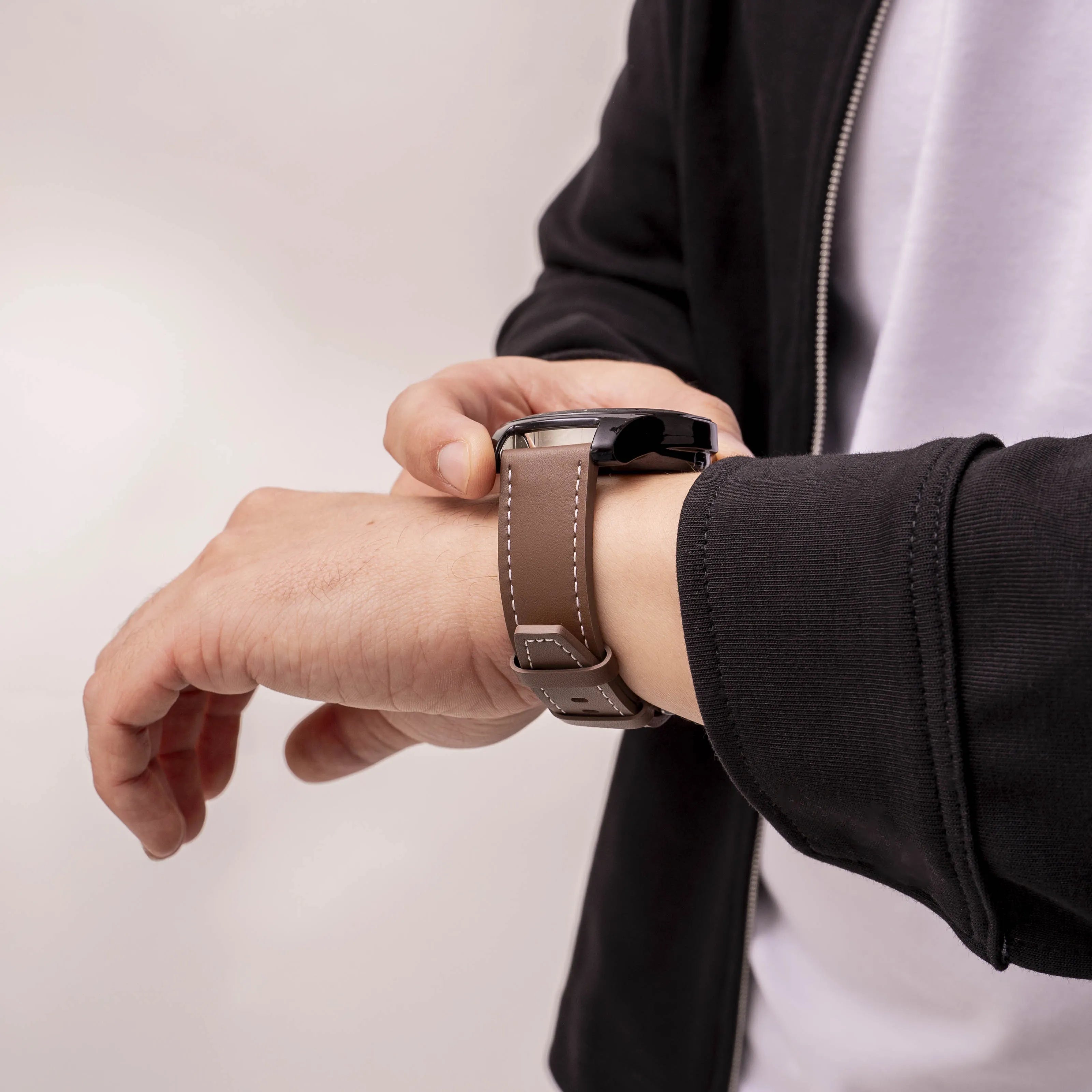OnePlus Watch 'one push' leren bandje (donkerbruin)