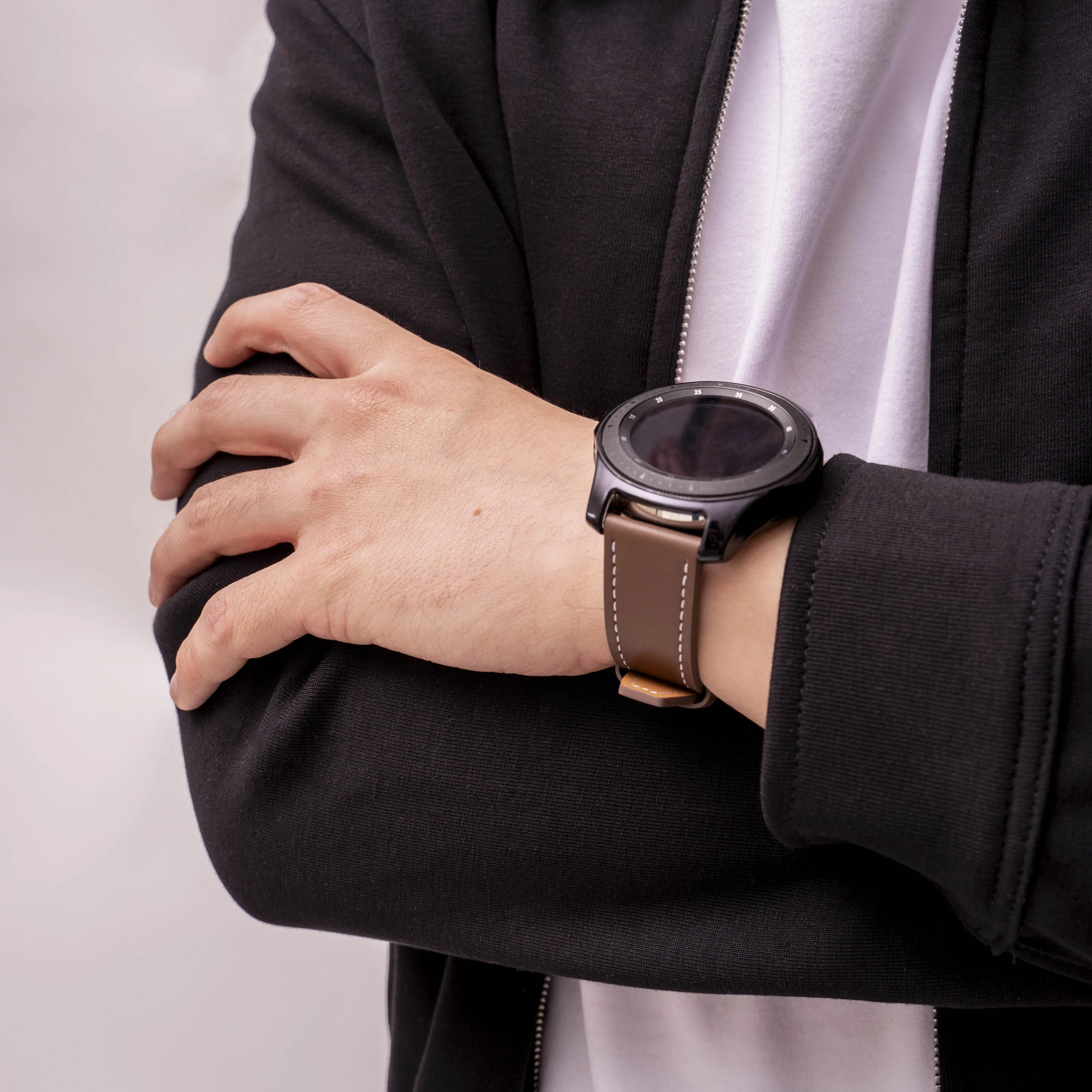 Suunto Nautic S one push' leren bandje (donkerbruin)