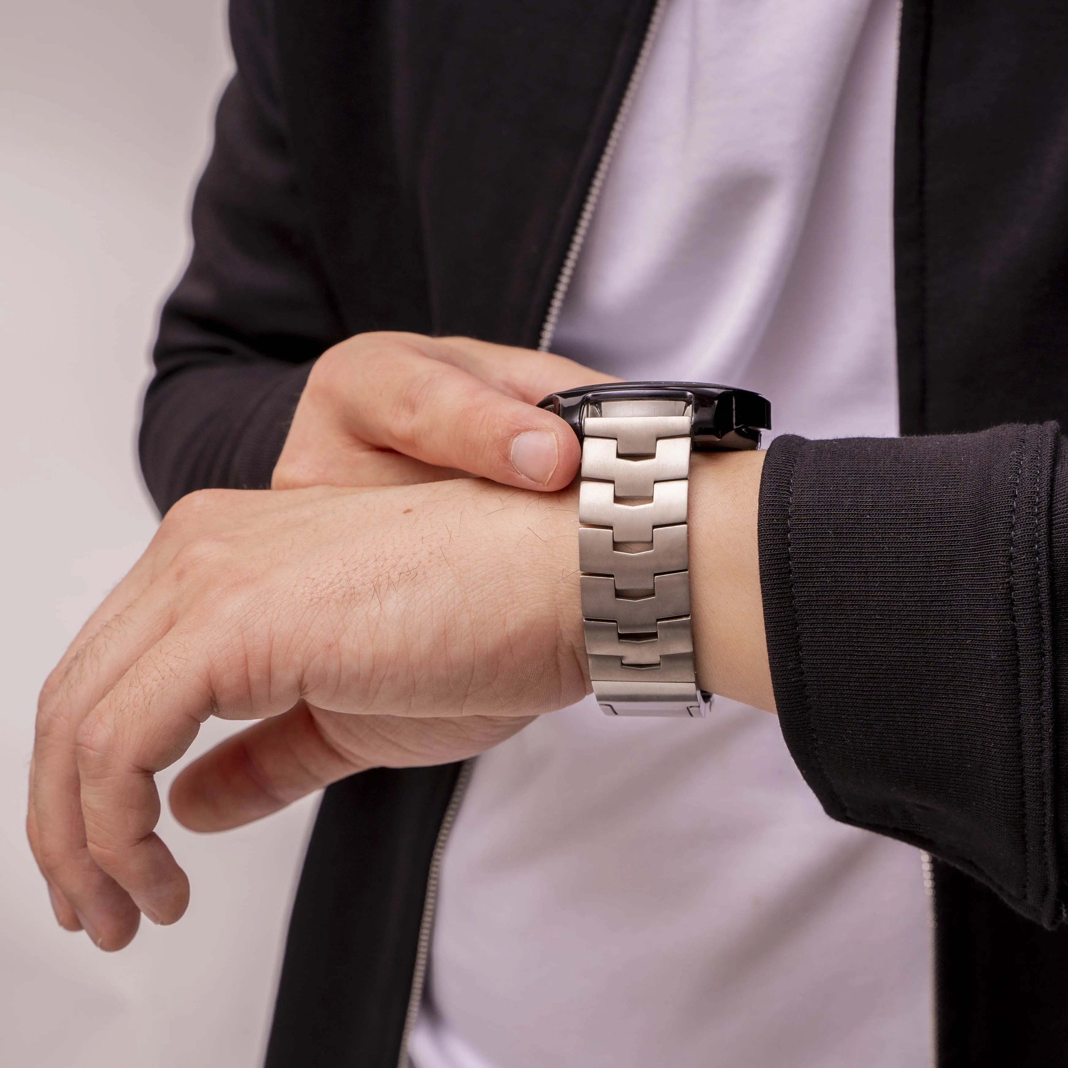 Polar Grit X titanium grain band (platte sluiting) (zilver)