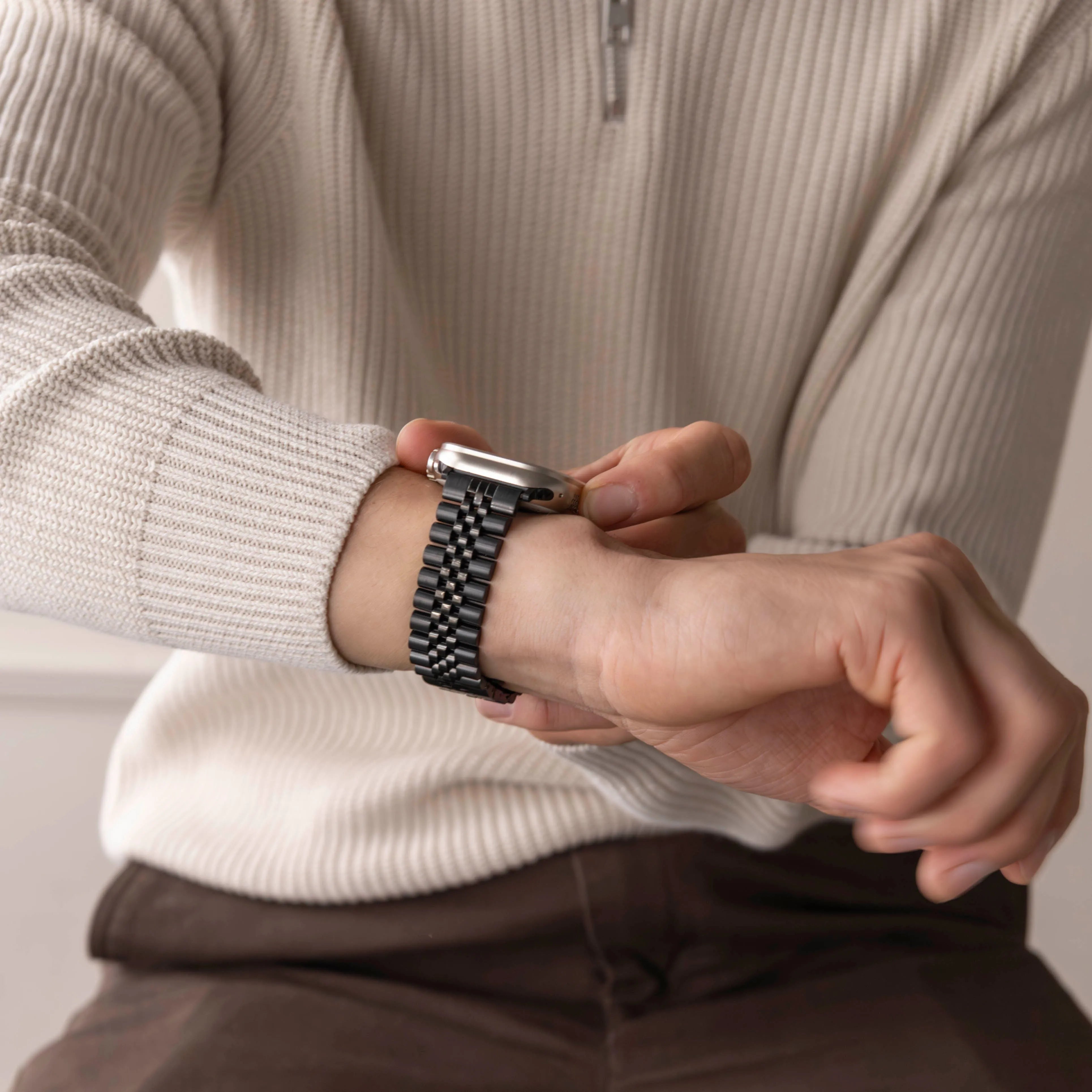 Apple Watch Jubilee stalen band (zwart)
