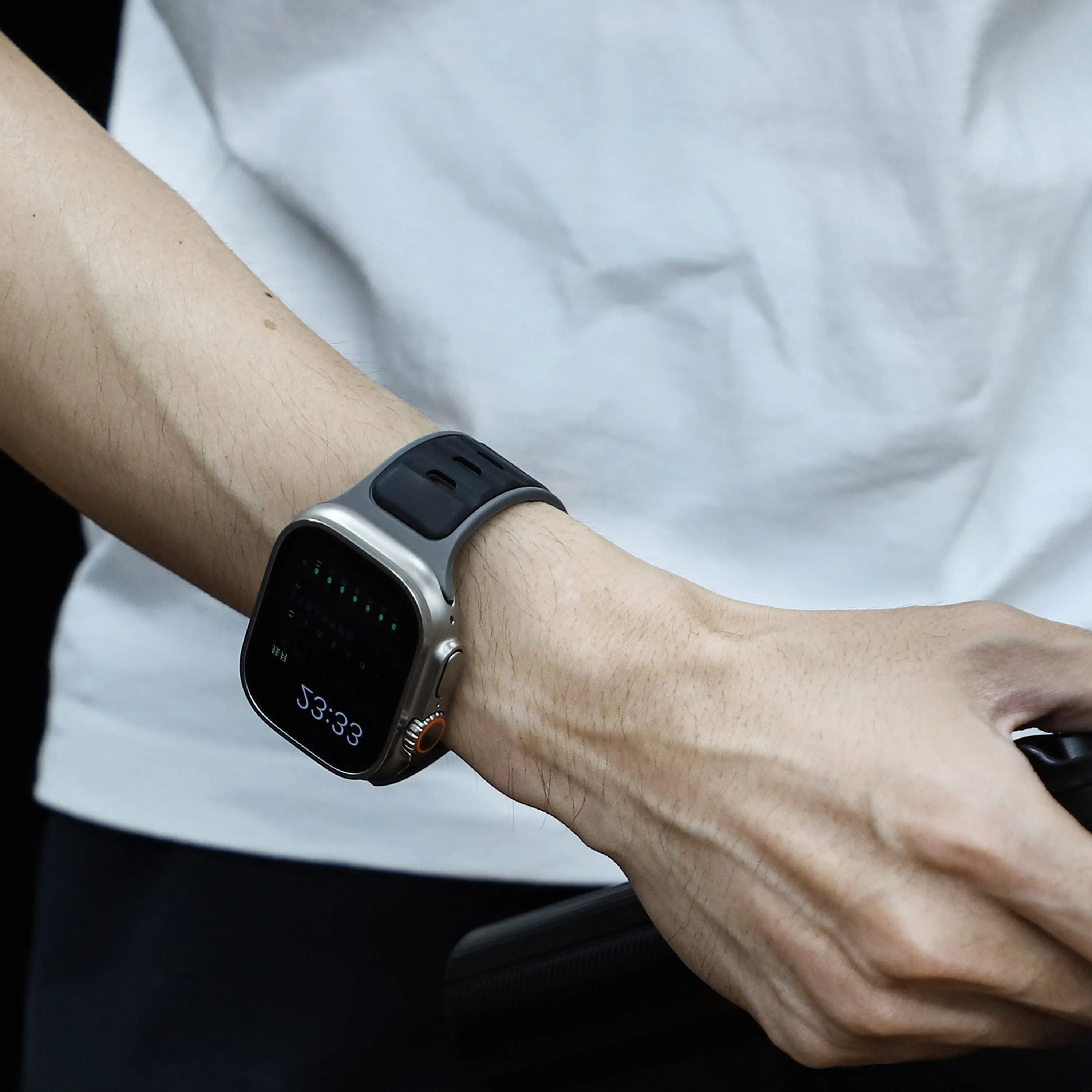 Apple Watch premium outdoor siliconen bandje (zwart/grijs)