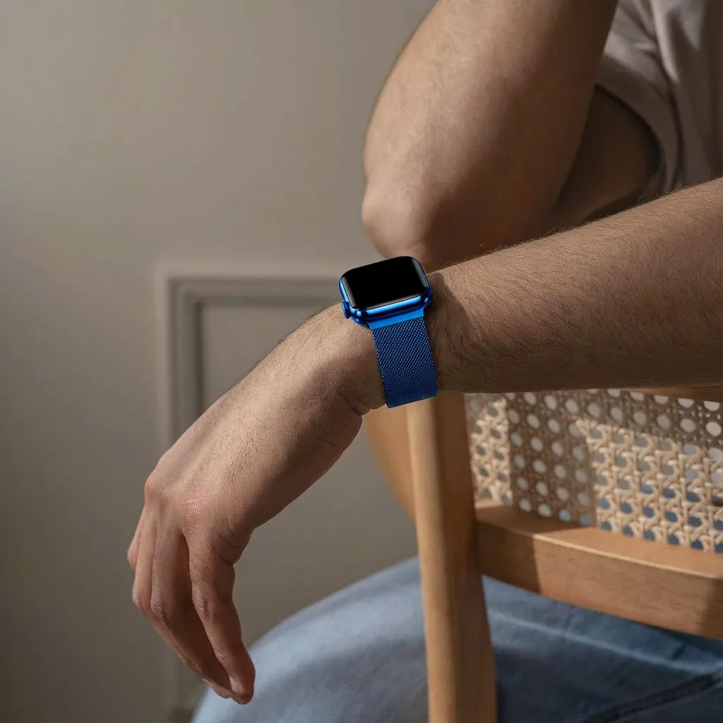 Bandz Apple Watch Milanese loop band (blauw)