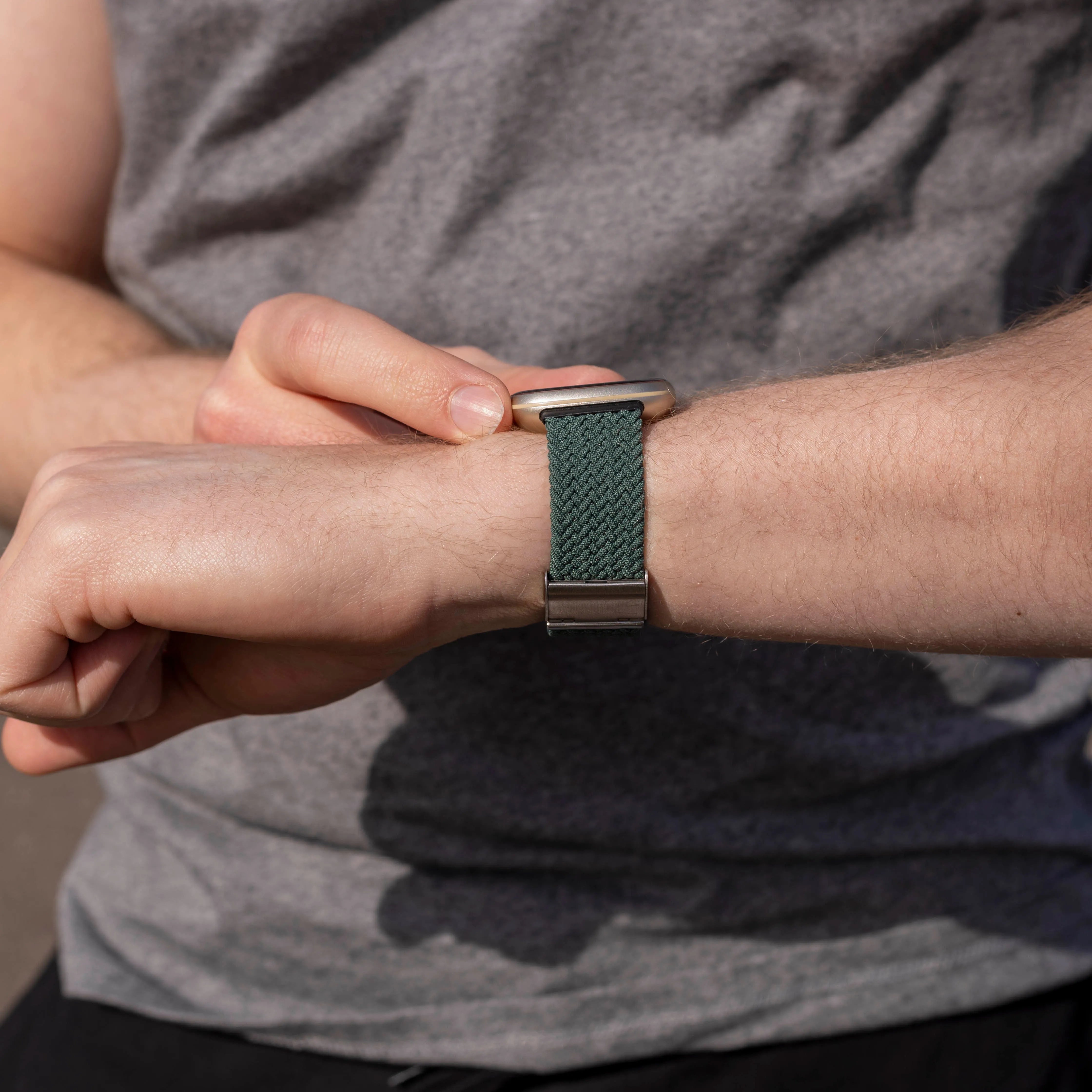 Fitbit Versa 3 Adjustable Braided Strap (Dark Green)