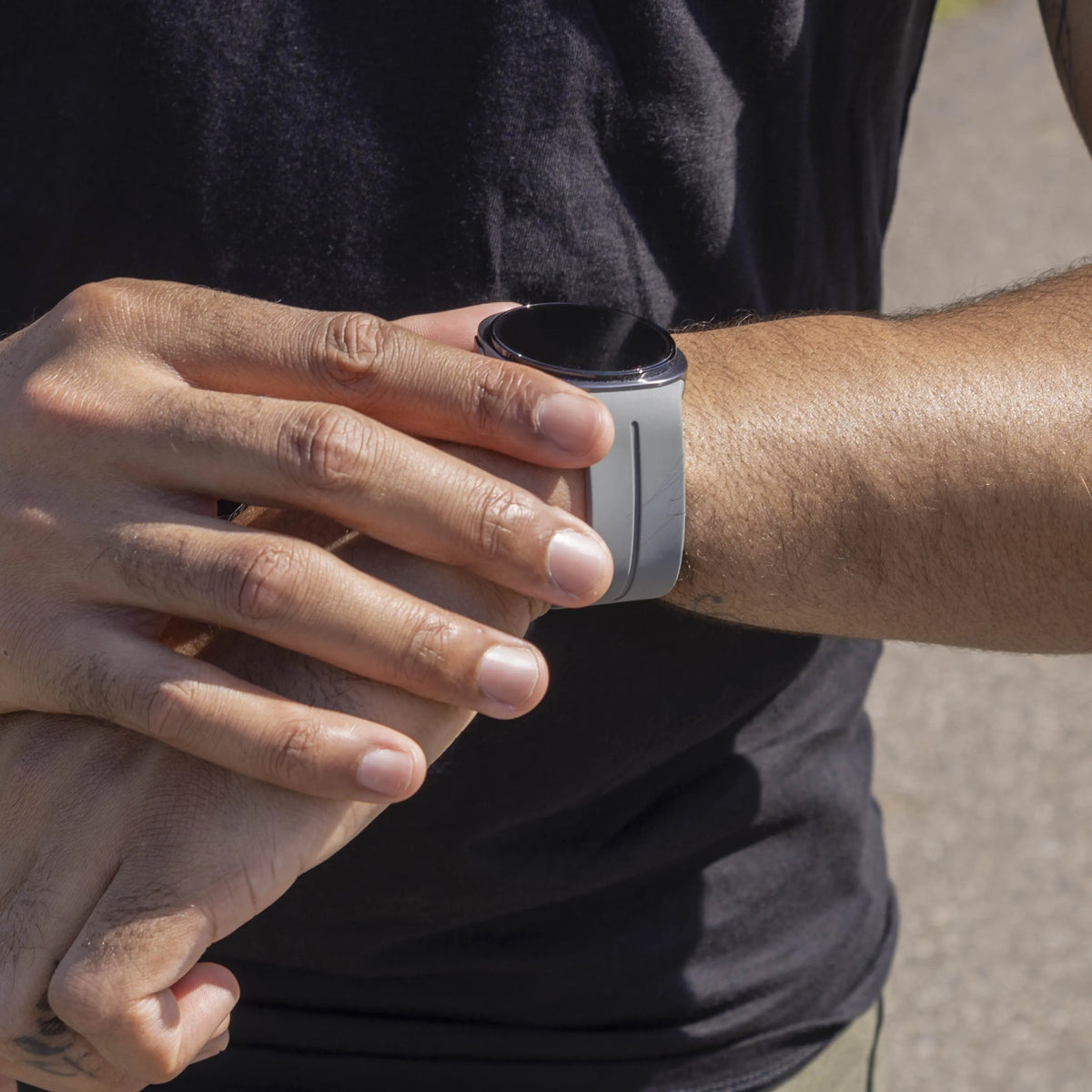 D-Buckle Silicone Strap, dark grey, lifestyle photo