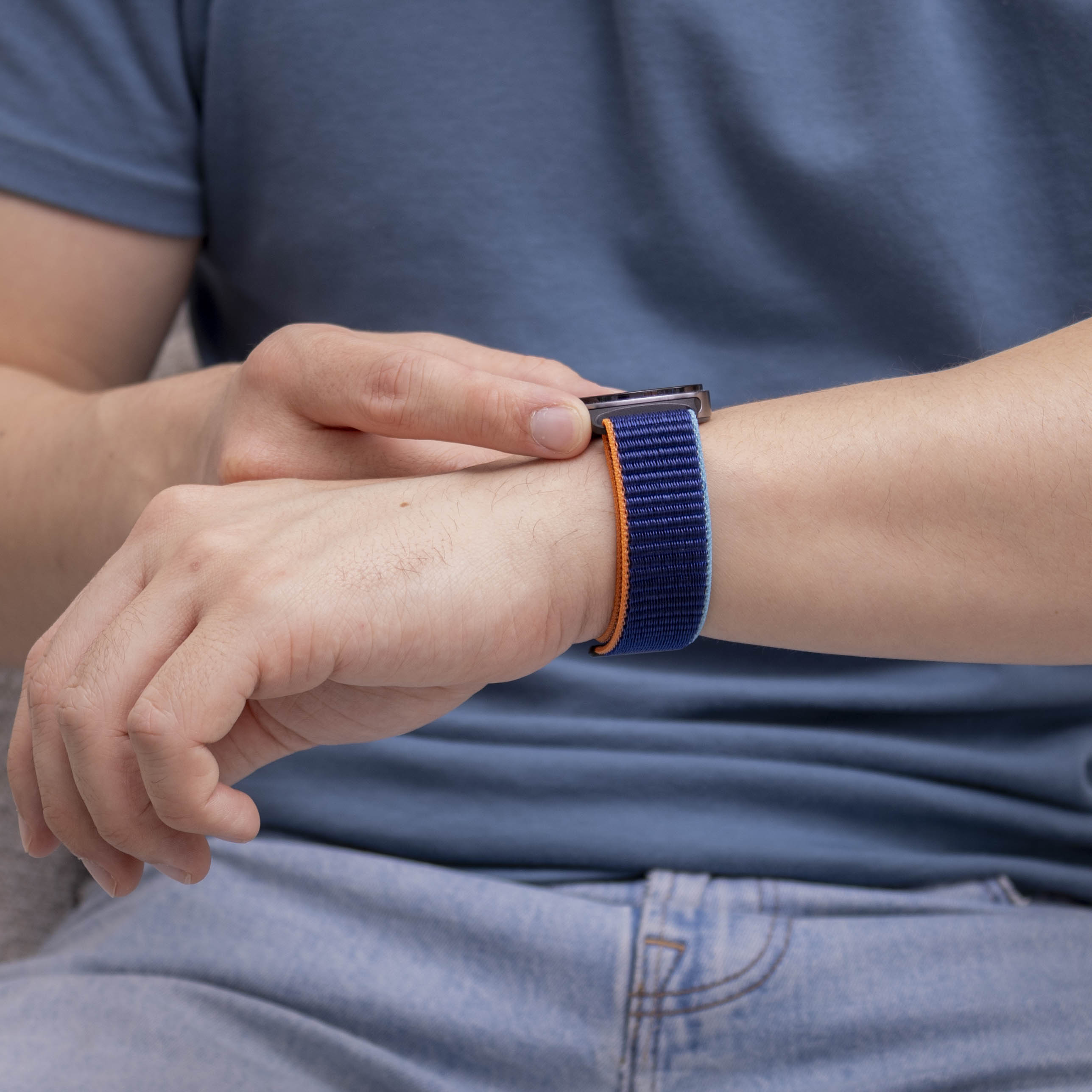 Samsung Galaxy Watch 8 Classic nylon bandje (donkerblauw mix)