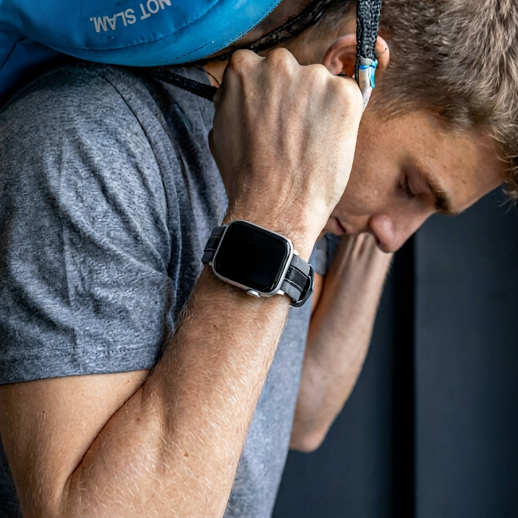 Apple Watch slim hybrid leren band (grijs/zwart)