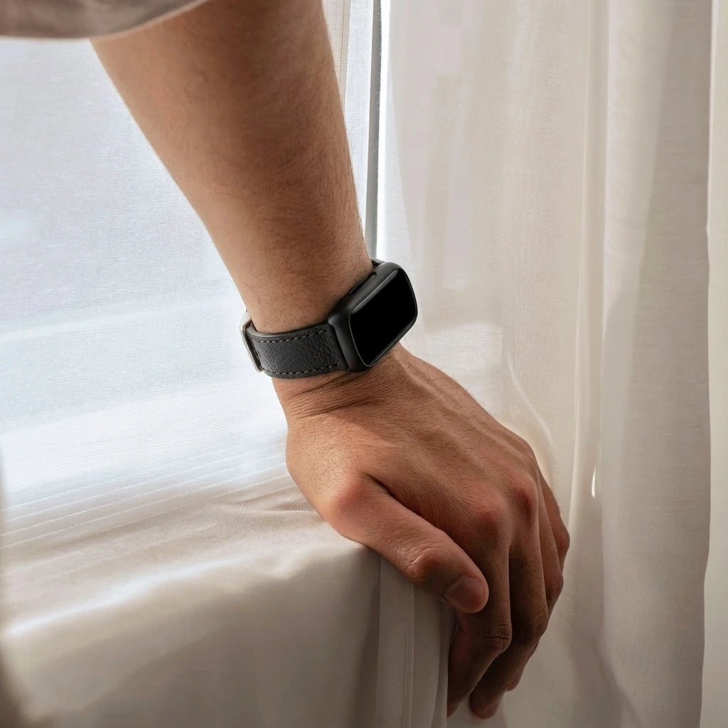Fitbit Inspire 3 leren bandje (zwart)