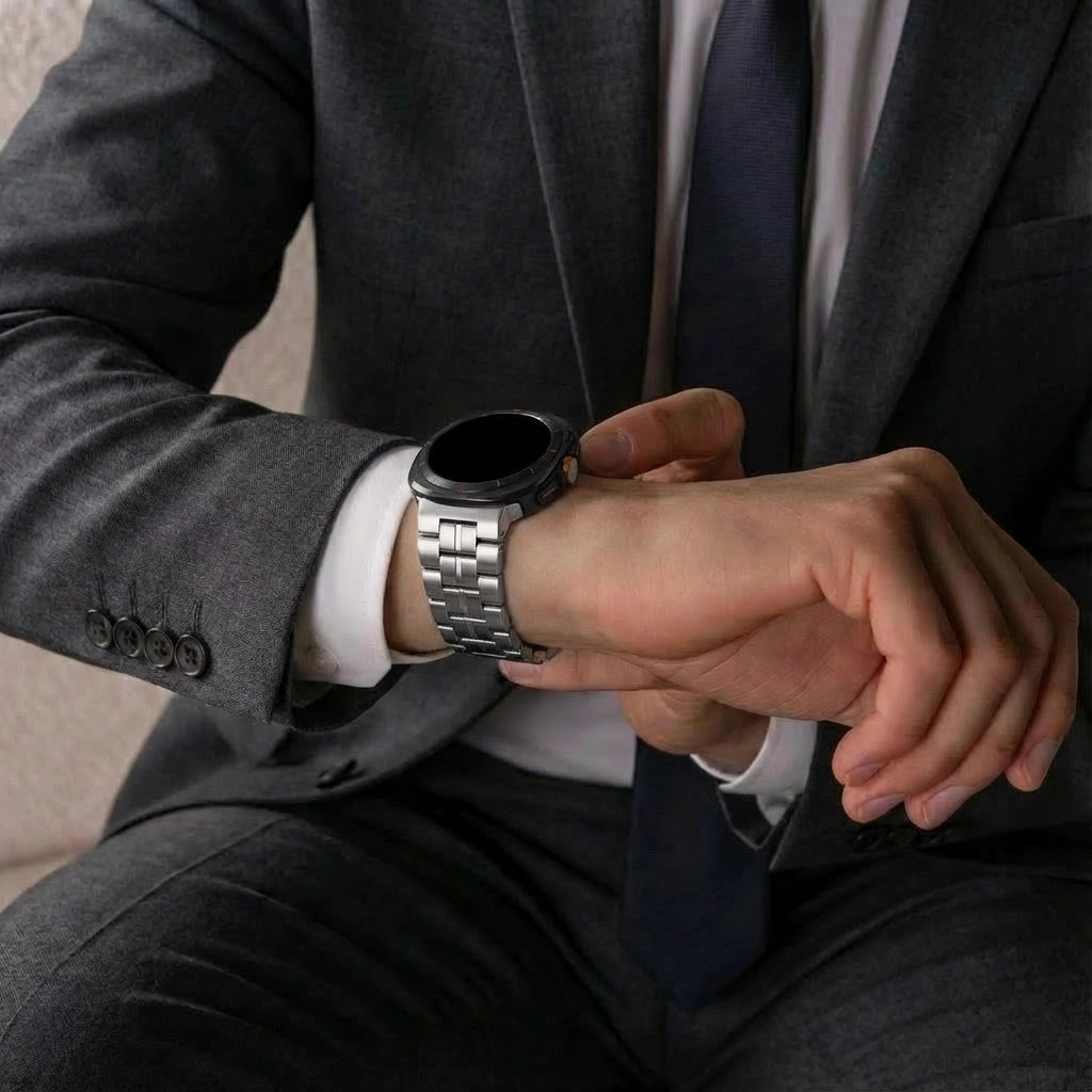 Samsung Galaxy Watch Ultra 'square' titanium band (zilver)