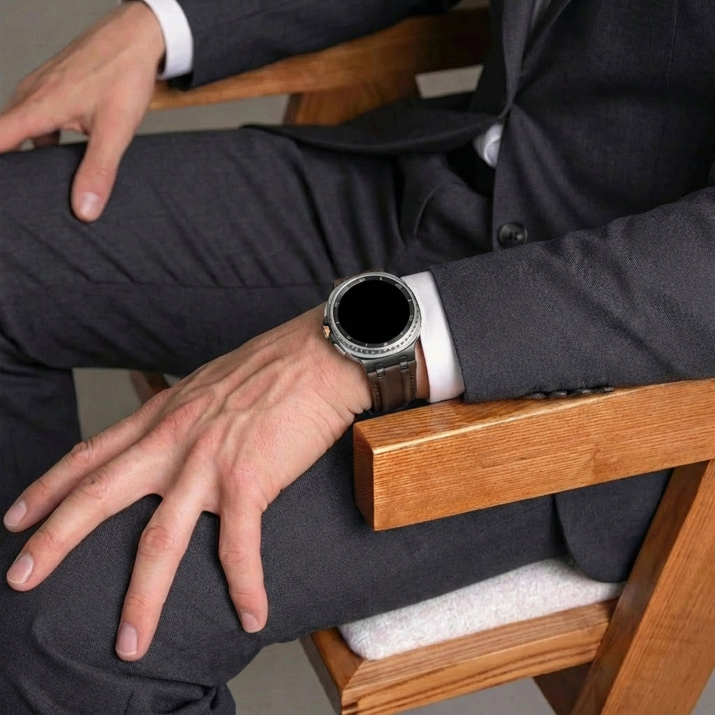 Samsung Galaxy Watch 8 Classic solide lederen band (koffiebruin)