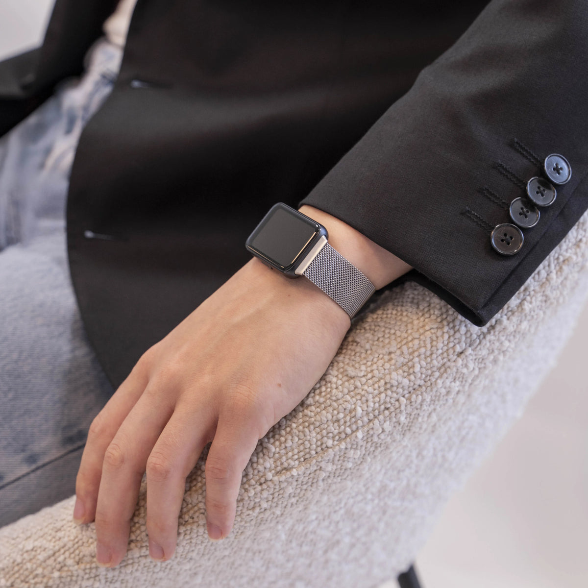 Milanese Strap, silver, lifestyle photo