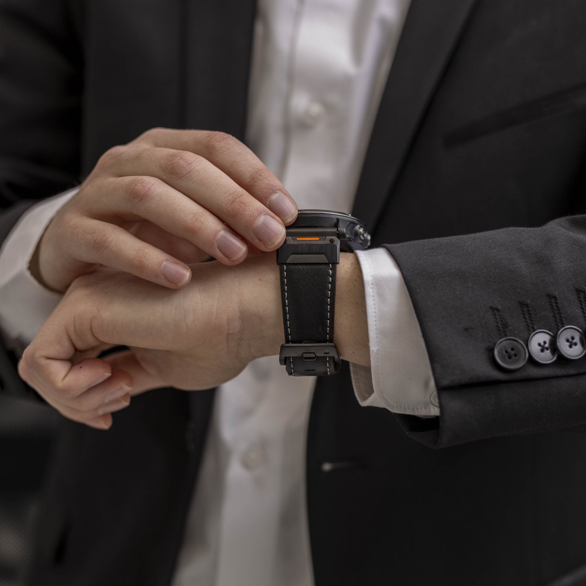 Garmin Approach S62 genuine leren bandje (zwart)