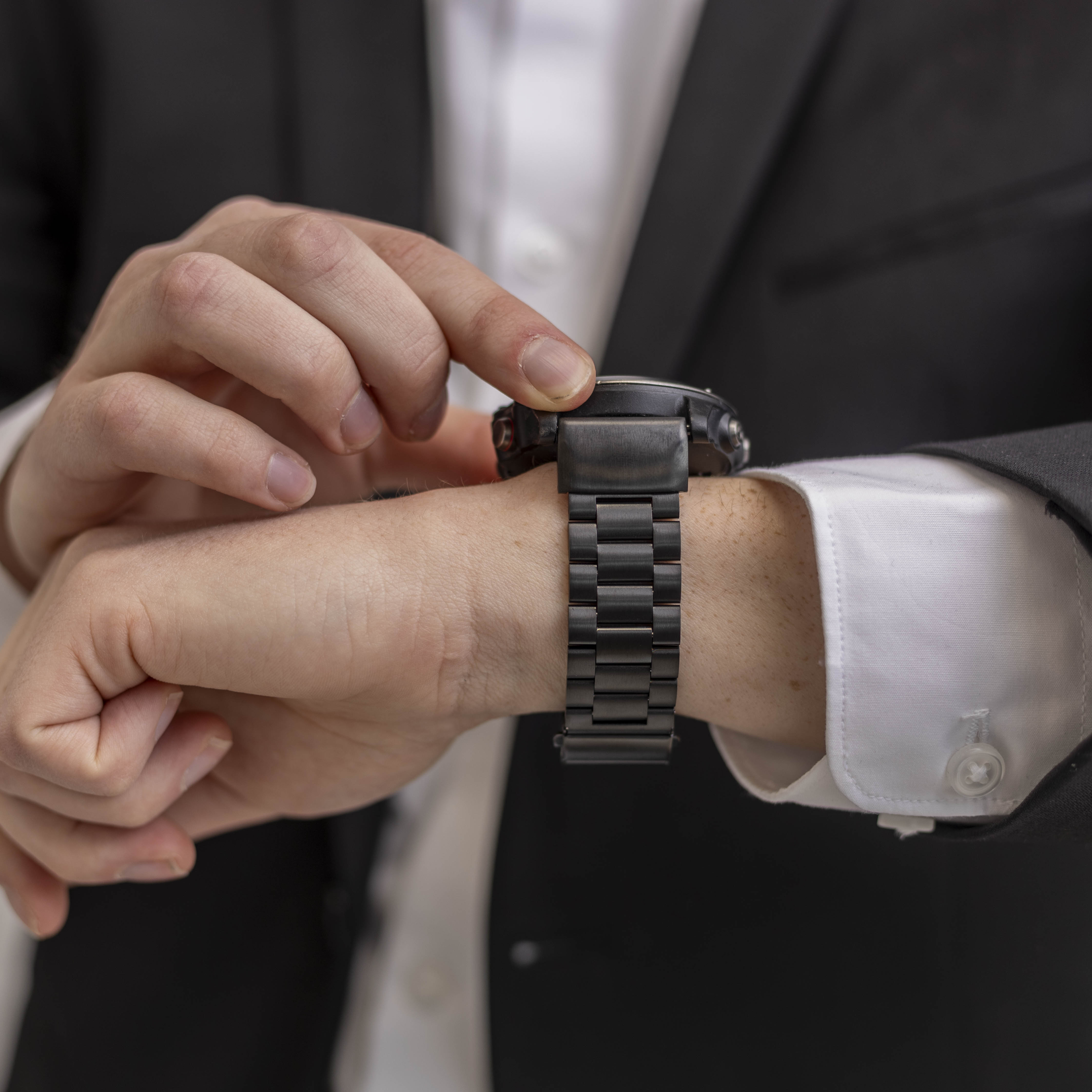 Garmin Fenix 7x stalen bandje (zwart)