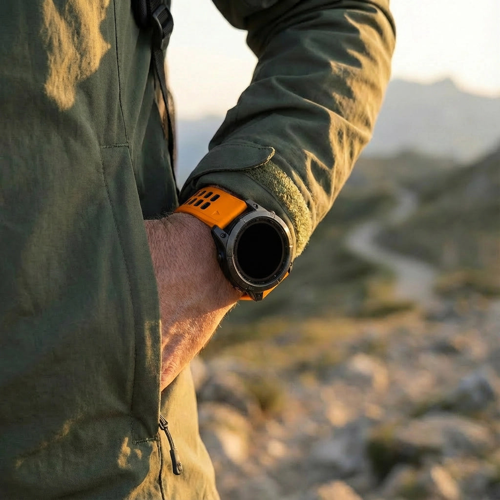Bandz Garmin Fenix 8 - 47mm Buckled Sport Strap (Orange/Black)