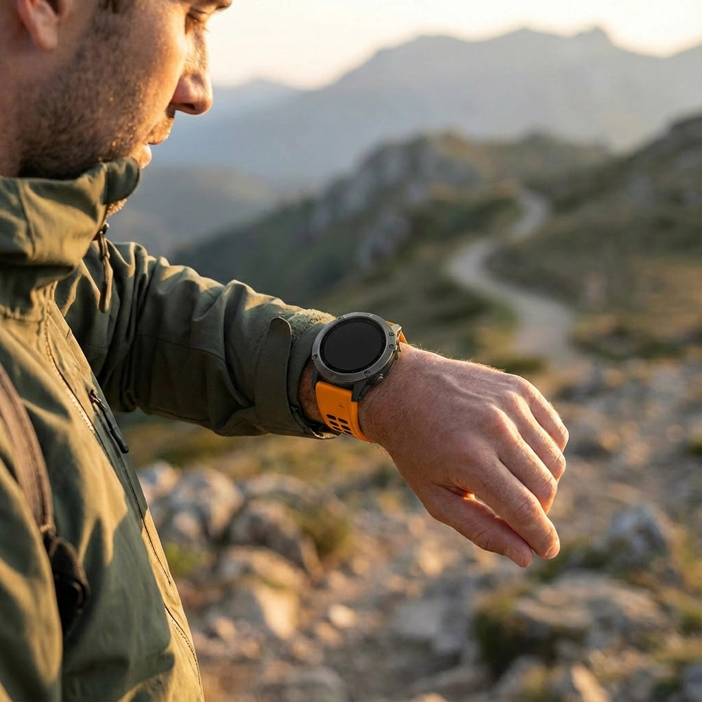 Bandz Garmin Fenix 8 - 47mm Buckled Sport Strap (Orange/Black)