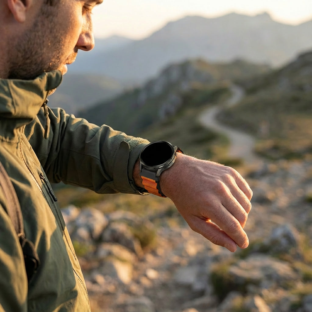 Bandz Garmin Forerunner 255 Alpine Nylon Strap (Black/Orange)