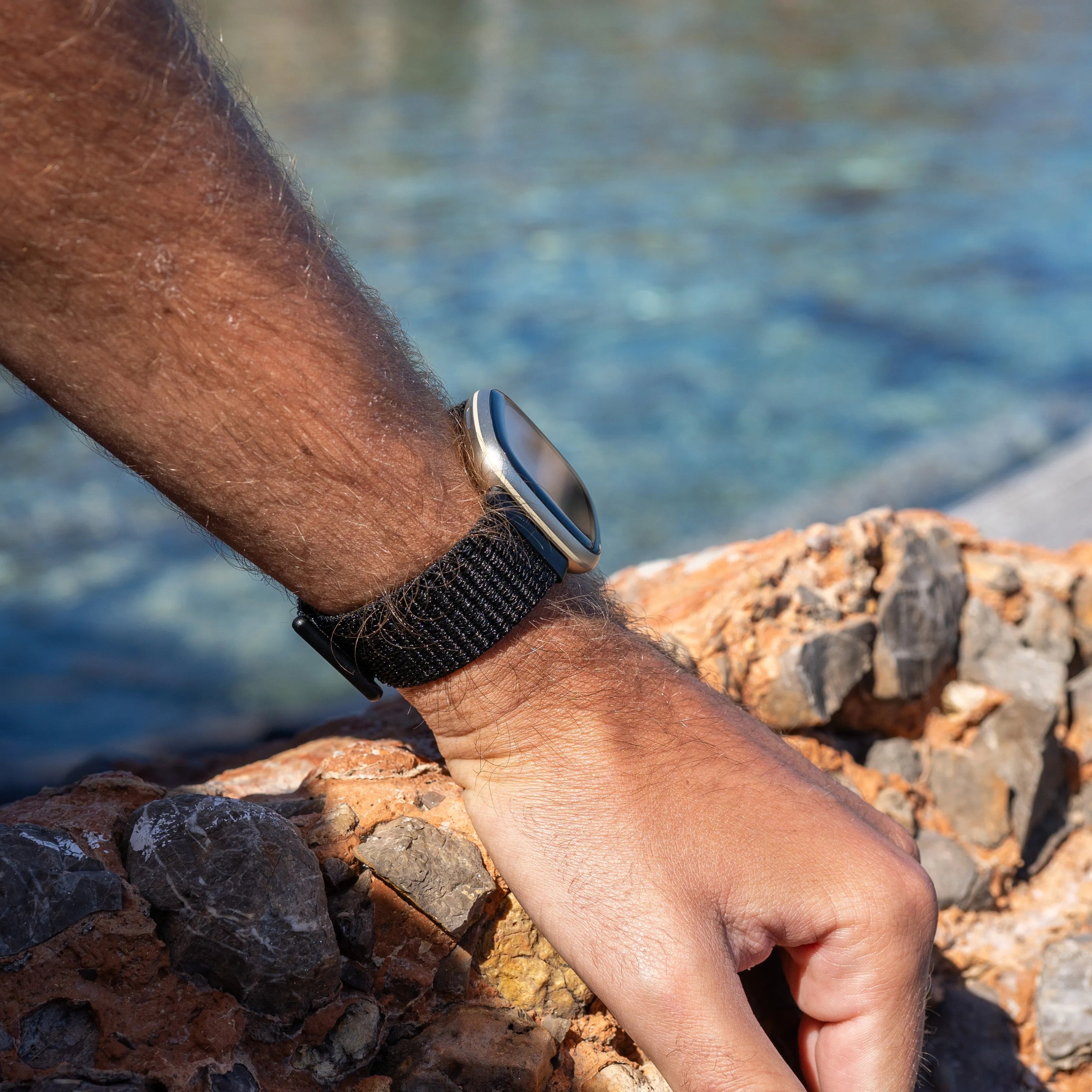 Fitbit Sense nylon bandje (zwart)